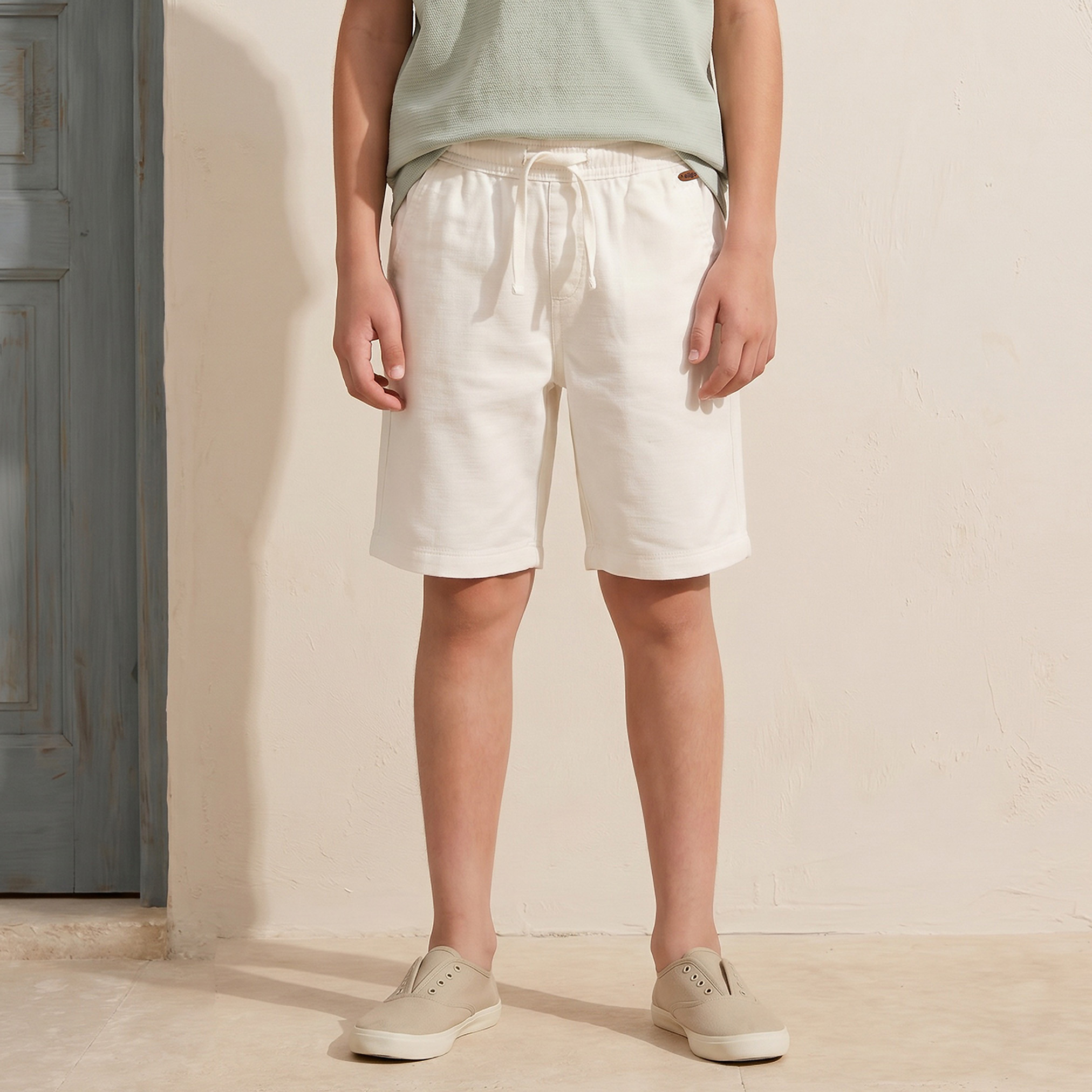 Eligo Knee Length Elasticated Drawstring Waist Shorts with Pockets-boys-clothing-bottoms-shorts-image-1