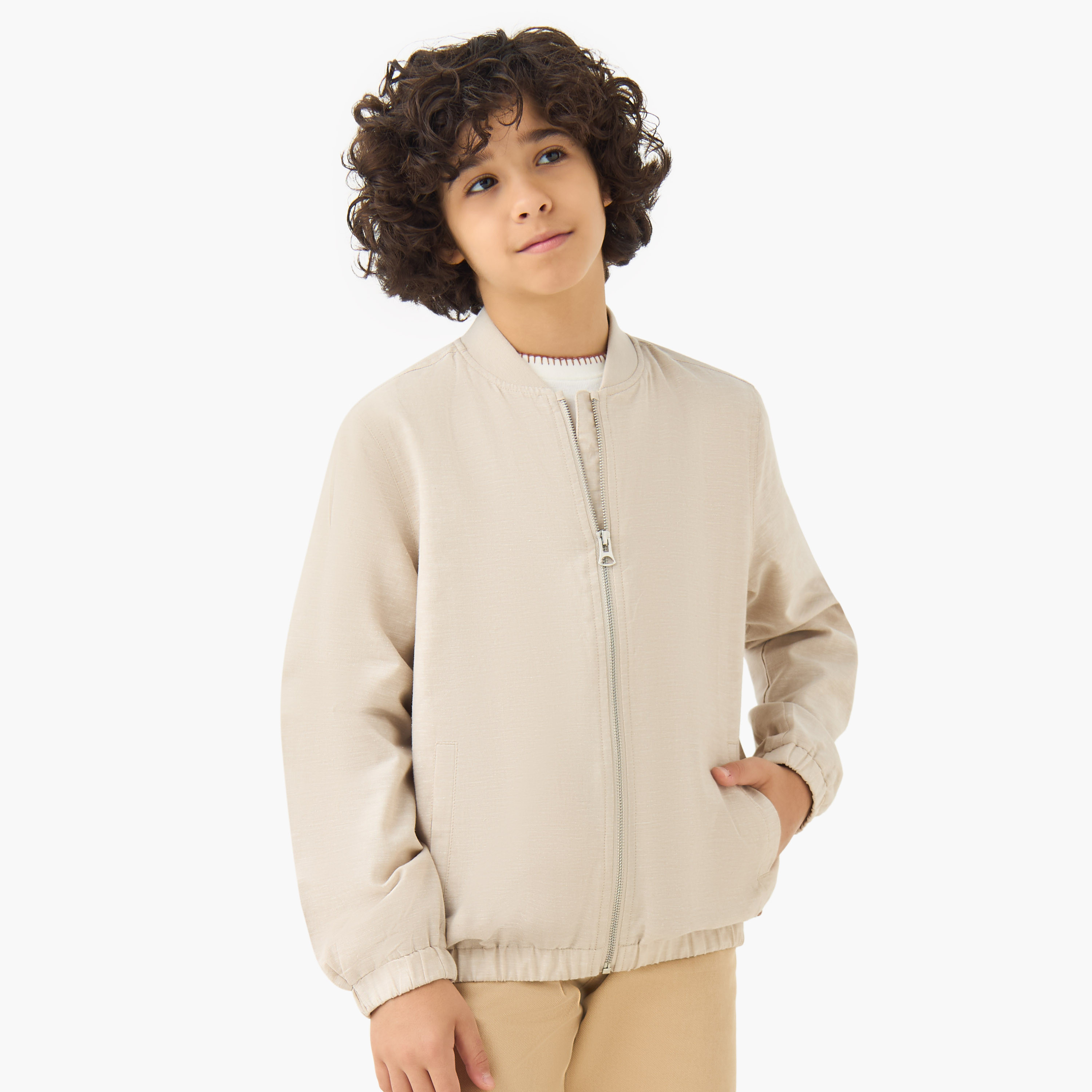 جاكيت بأكمام طويلة وياقة عادية وجيوب جونيورز من إليجو -boys-clothing-jacketsandcoats-image-5