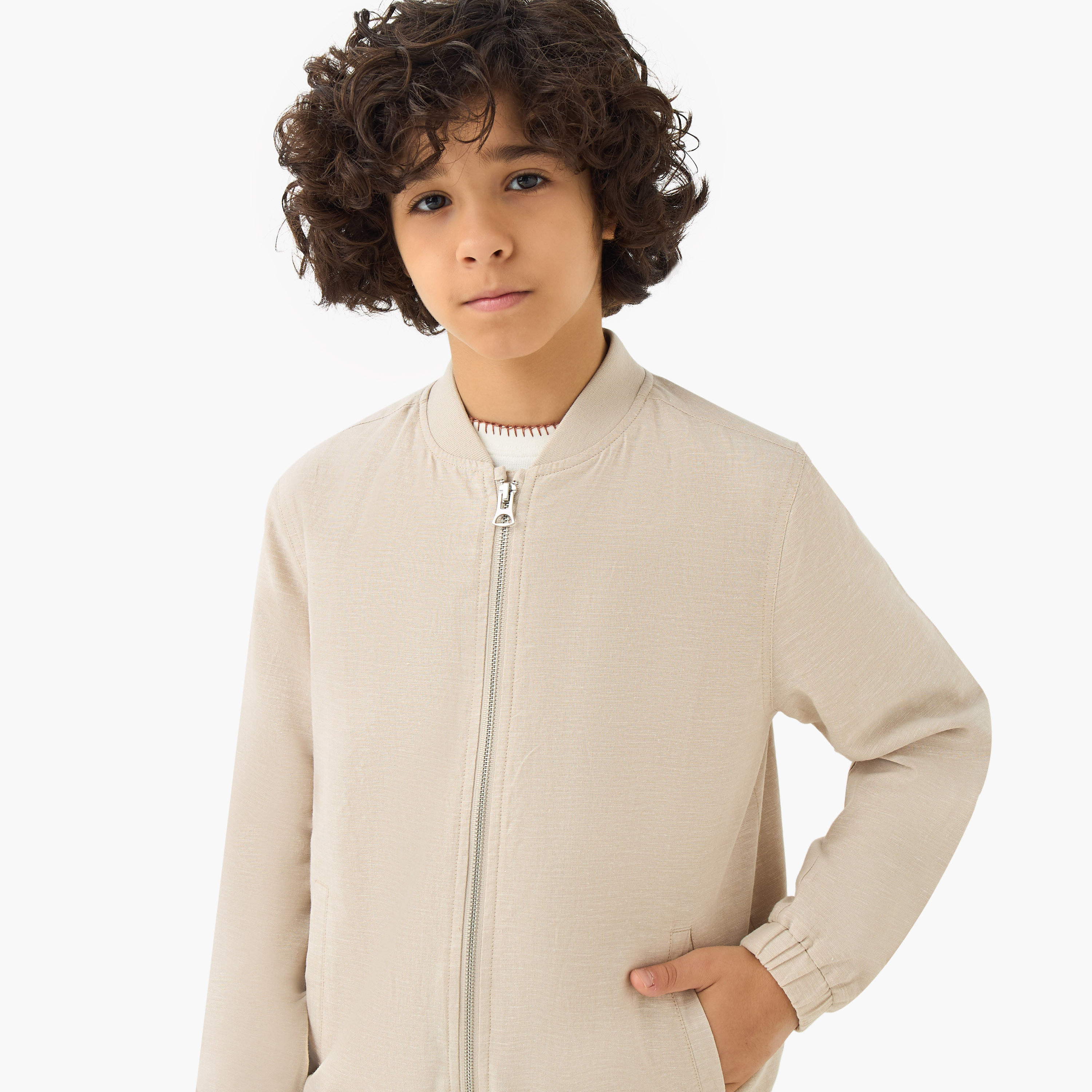 جاكيت بأكمام طويلة وياقة عادية وجيوب جونيورز من إليجو -boys-clothing-jacketsandcoats-image-2