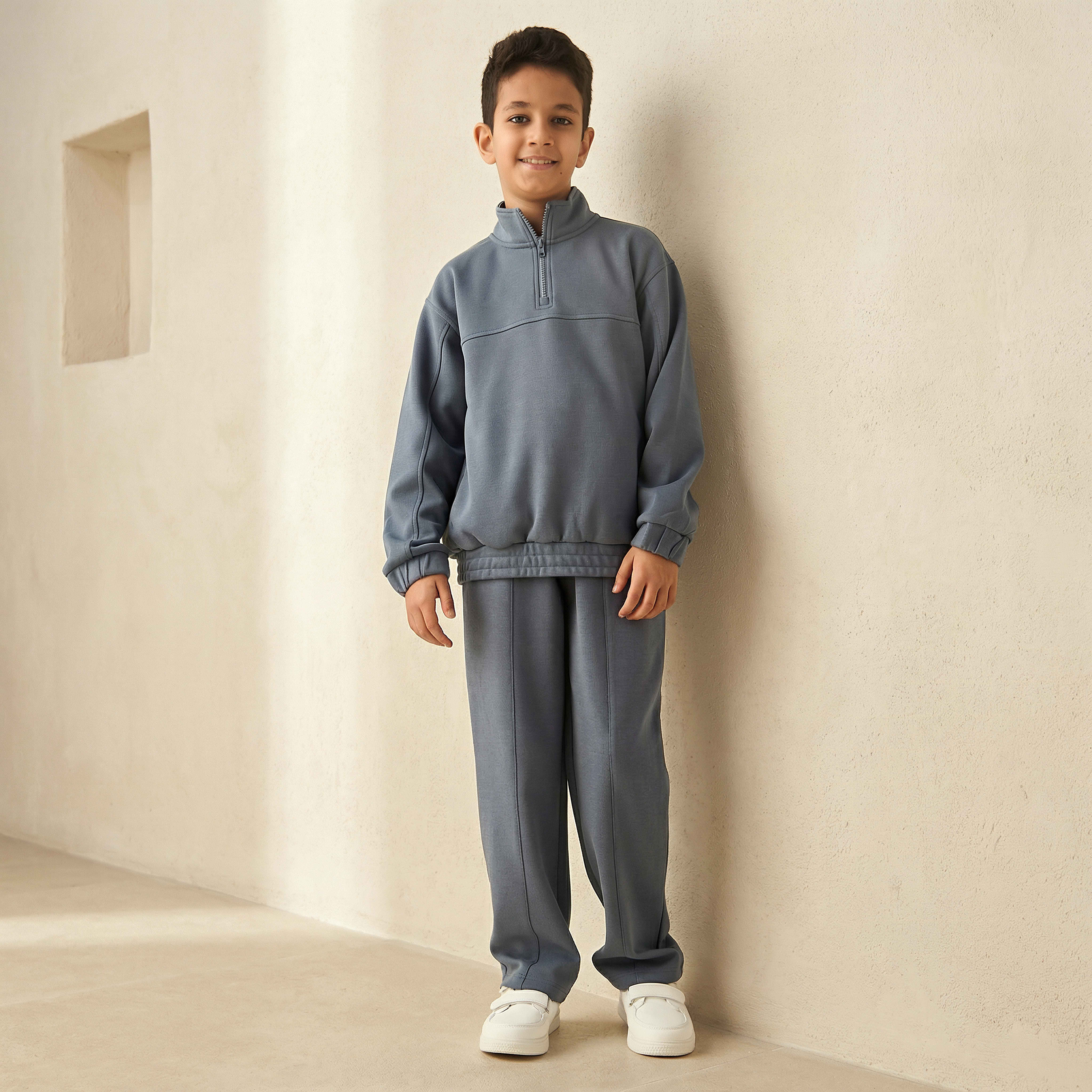 Eligo High Neck Long Sleeves Sweatshirt and Track Pant Set-boys-clothing-setsandcoords-image-2