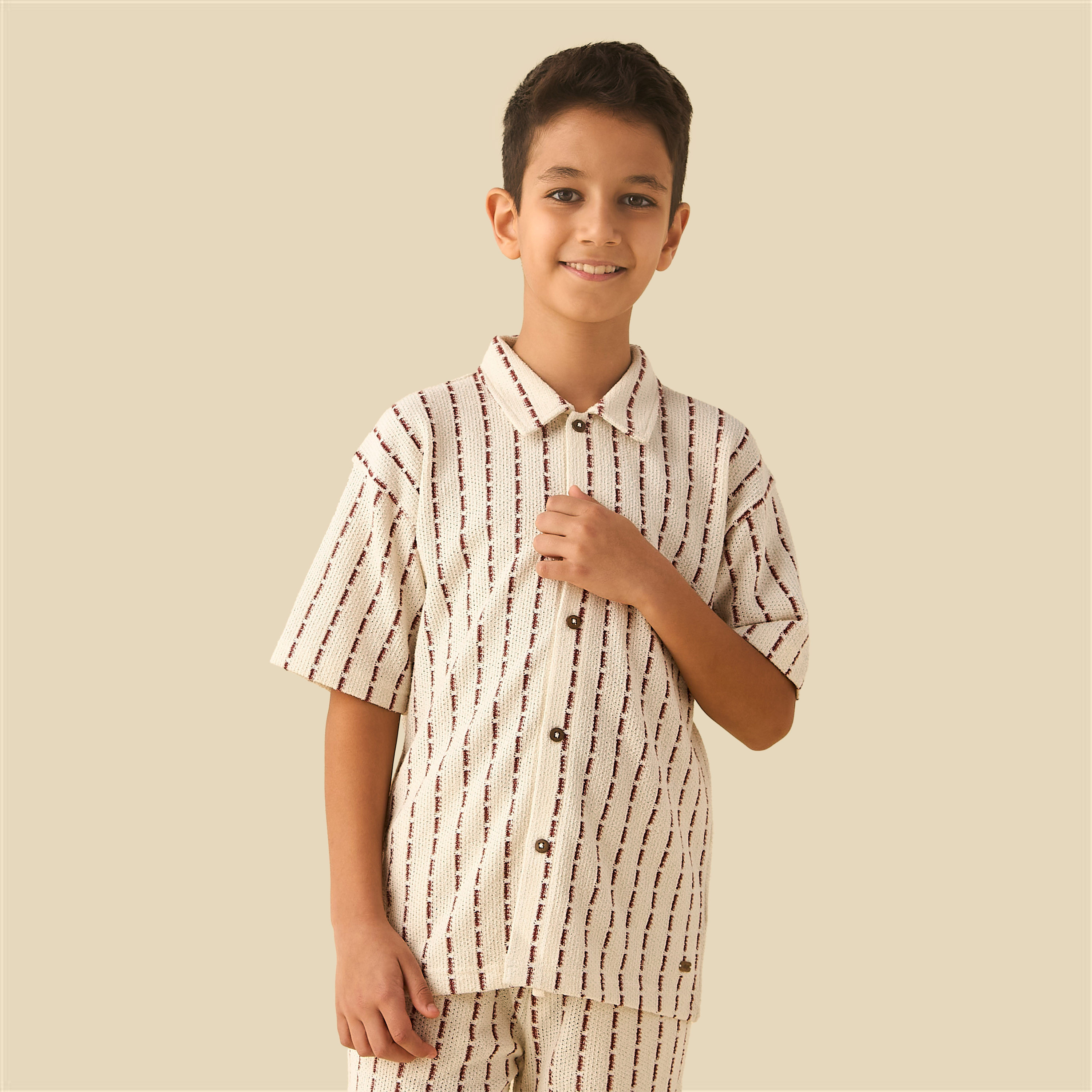 Eligo Collared Short Sleeves Shirt and Shorts Set with Stripes-boys-clothing-setsandcoords-image-3