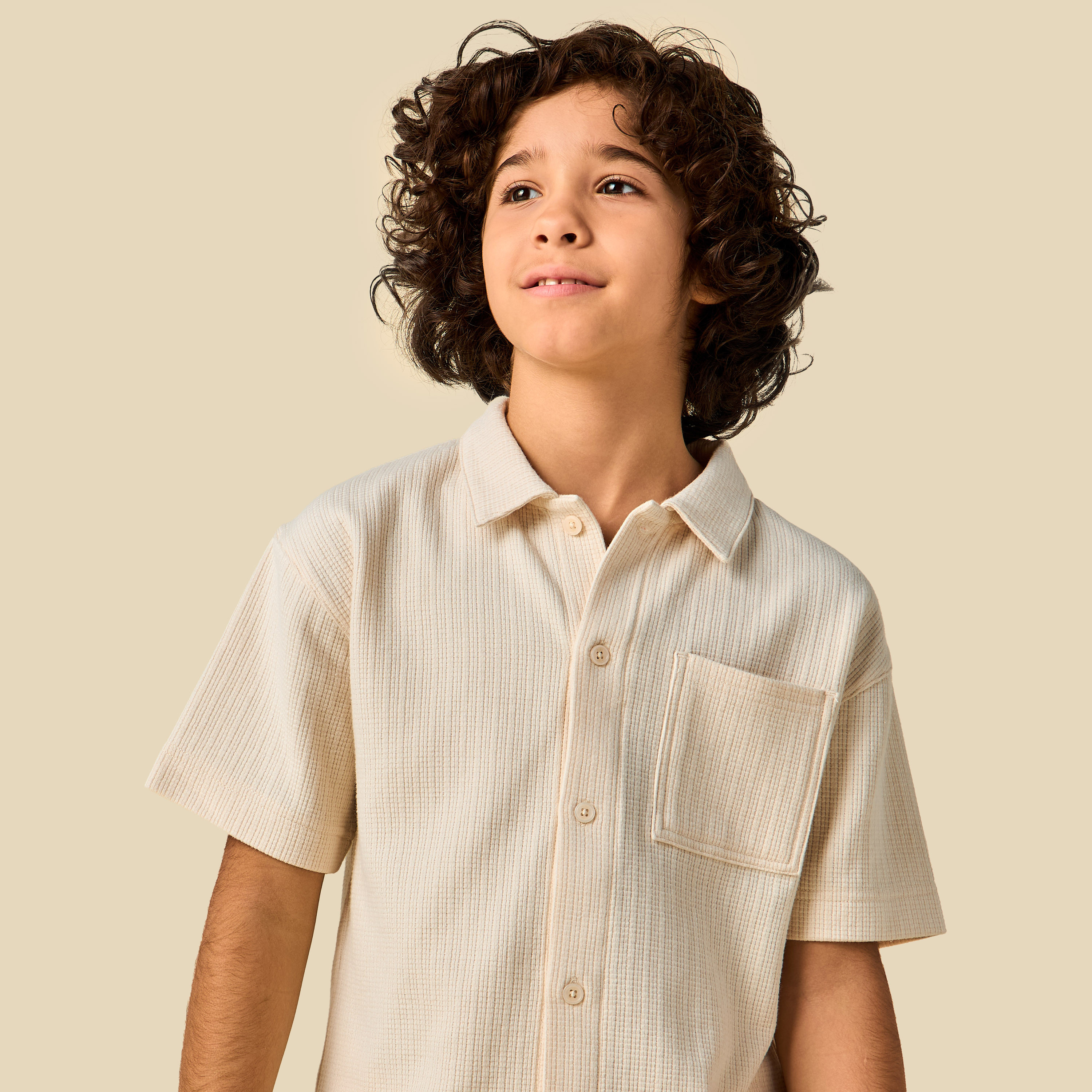 Eligo Collared Short Sleeves Shirt and Shorts Set with Texture Design-boys-clothing-setsandcoords-image-6