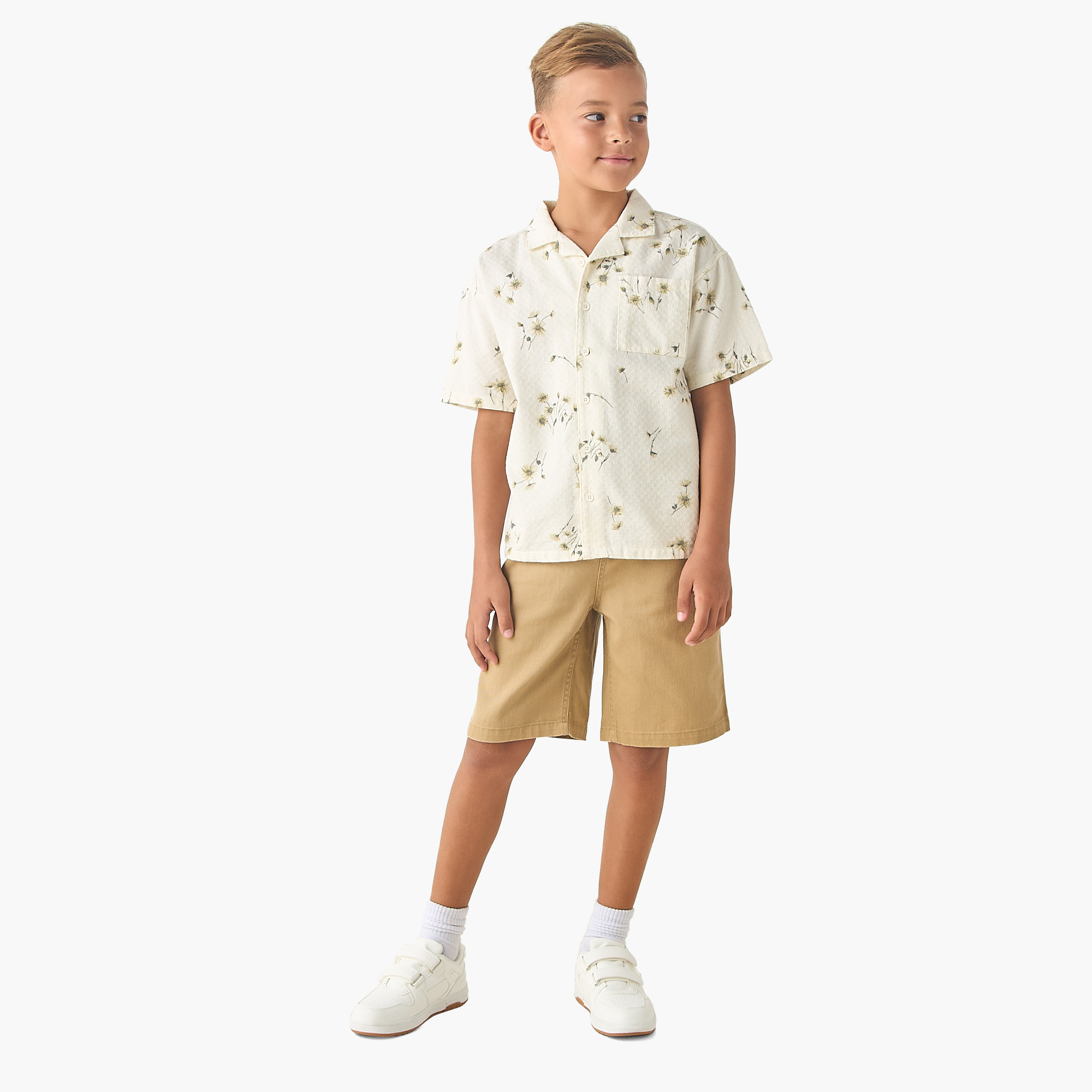 Eligo Camp Collar Short Sleeves Shirt and Shorts Set with Floral Print-boys-clothing-setsandcoords-image-1