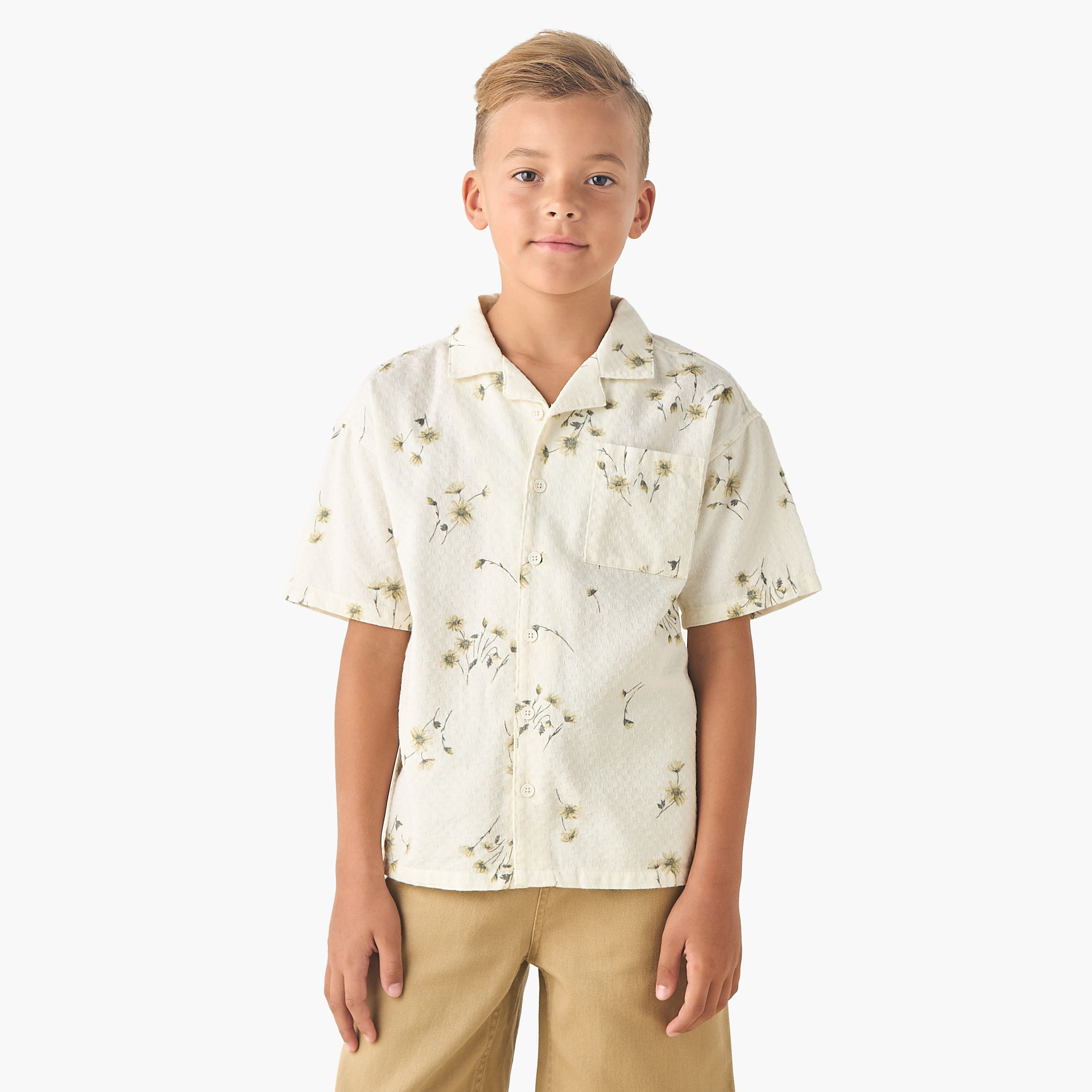 Eligo Camp Collar Short Sleeves Shirt and Shorts Set with Floral Print-boys-clothing-setsandcoords-image-2