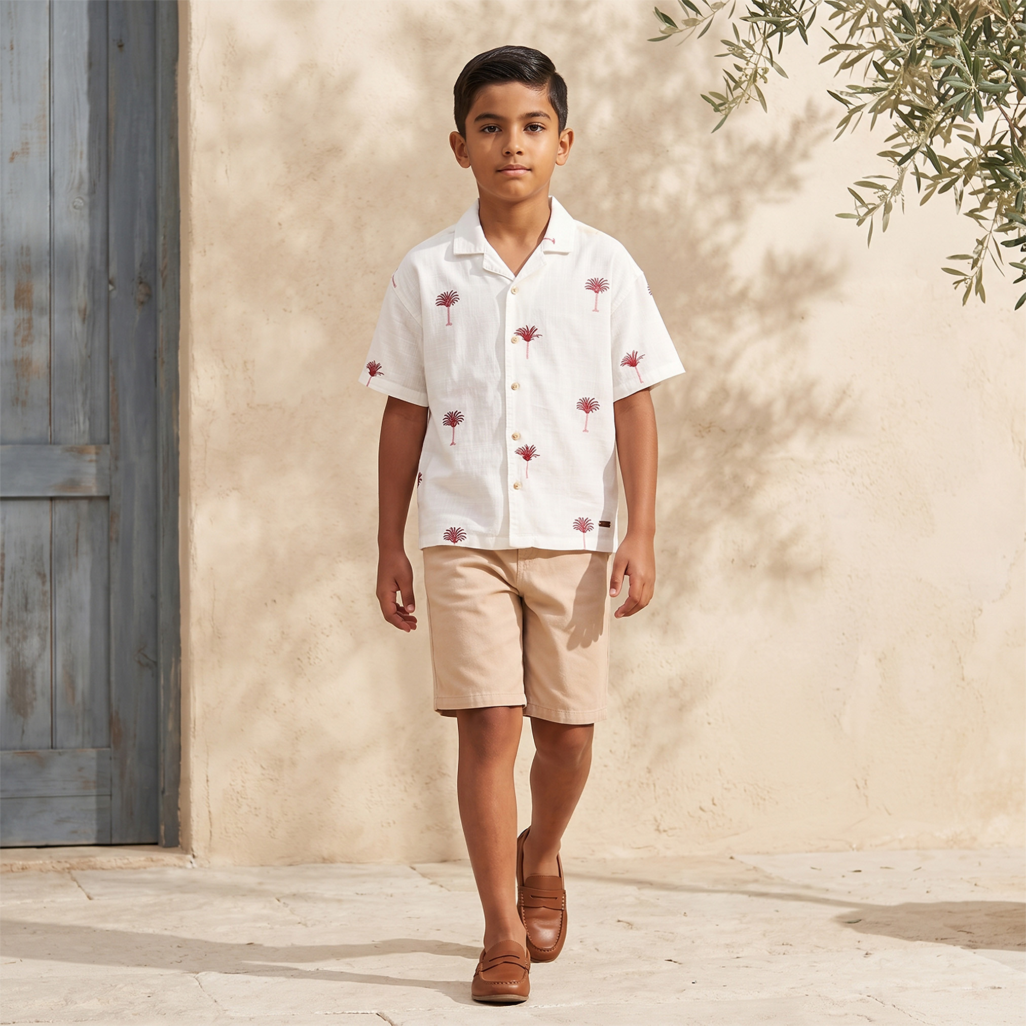 Short Sleeves Shirt with Palm Embroidery-boys-clothing-shirts-image-2