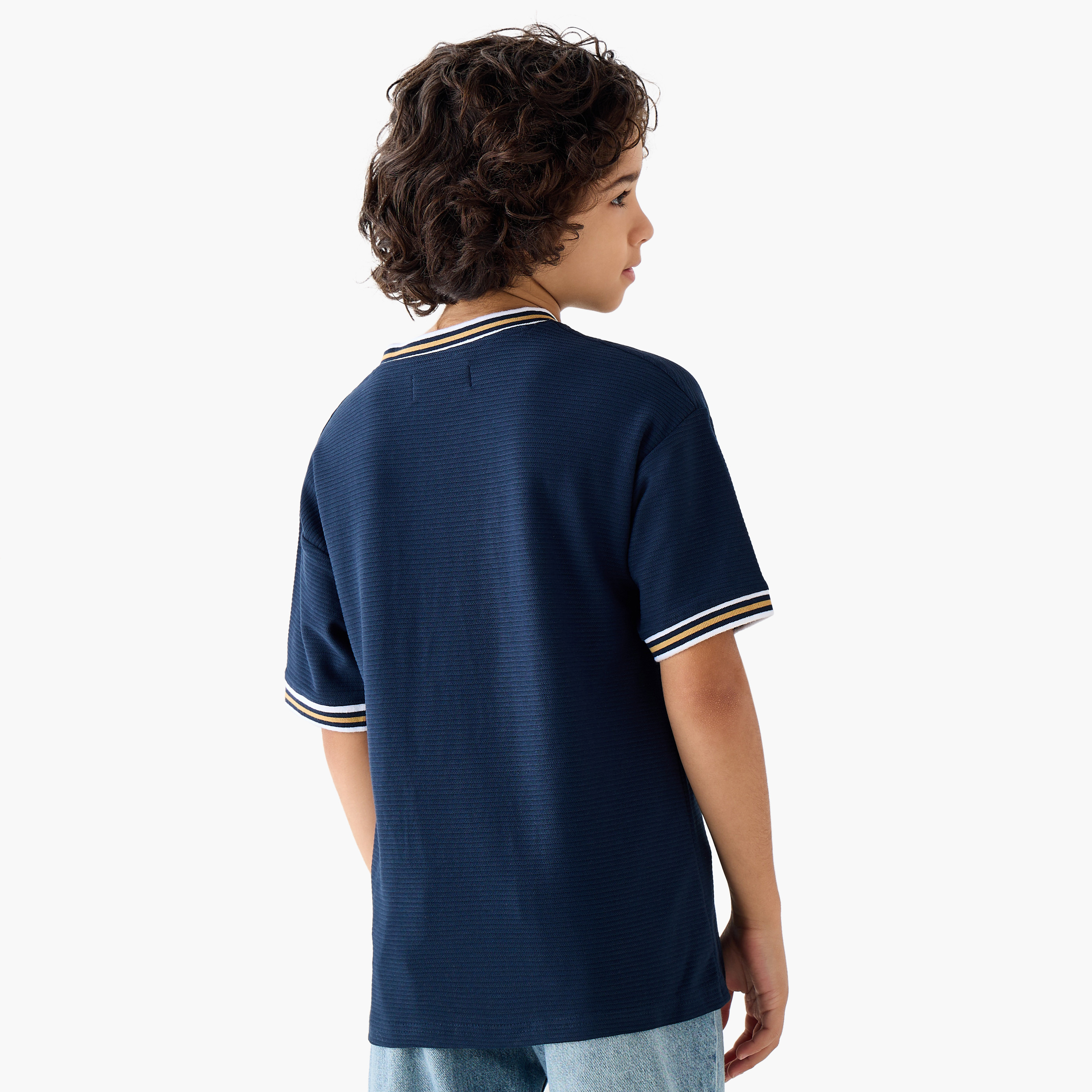 Lee Cooper Mandarin Collar Short Sleeves T-shirt with Logo Print-boys-clothing-tshirtsandpolos-image-3