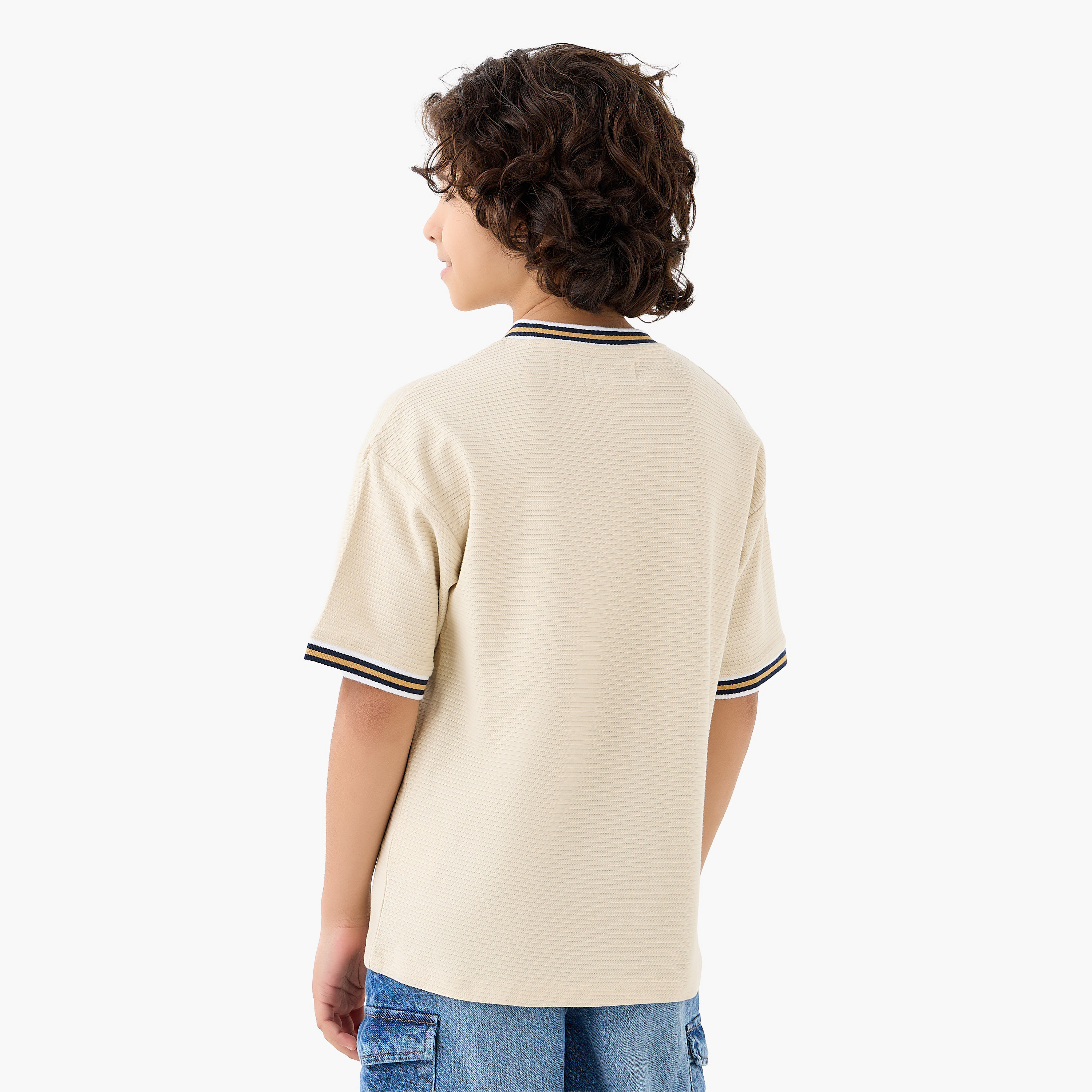Lee Cooper Mandarin Collar Short Sleeves T-shirt with Logo Print-boys-clothing-tshirtsandpolos-image-3