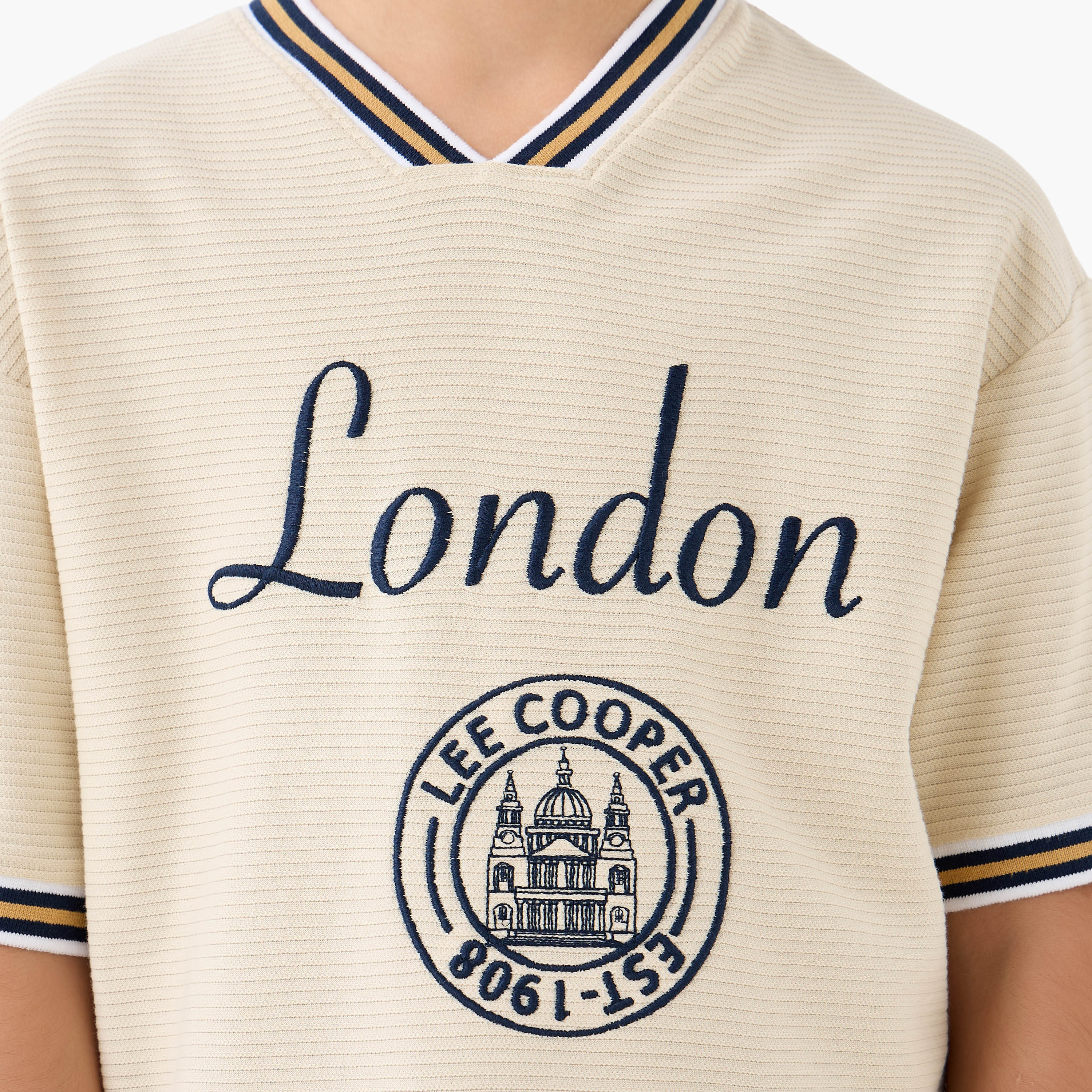 Lee Cooper Mandarin Collar Short Sleeves T-shirt with Logo Print-boys-clothing-tshirtsandpolos-image-5
