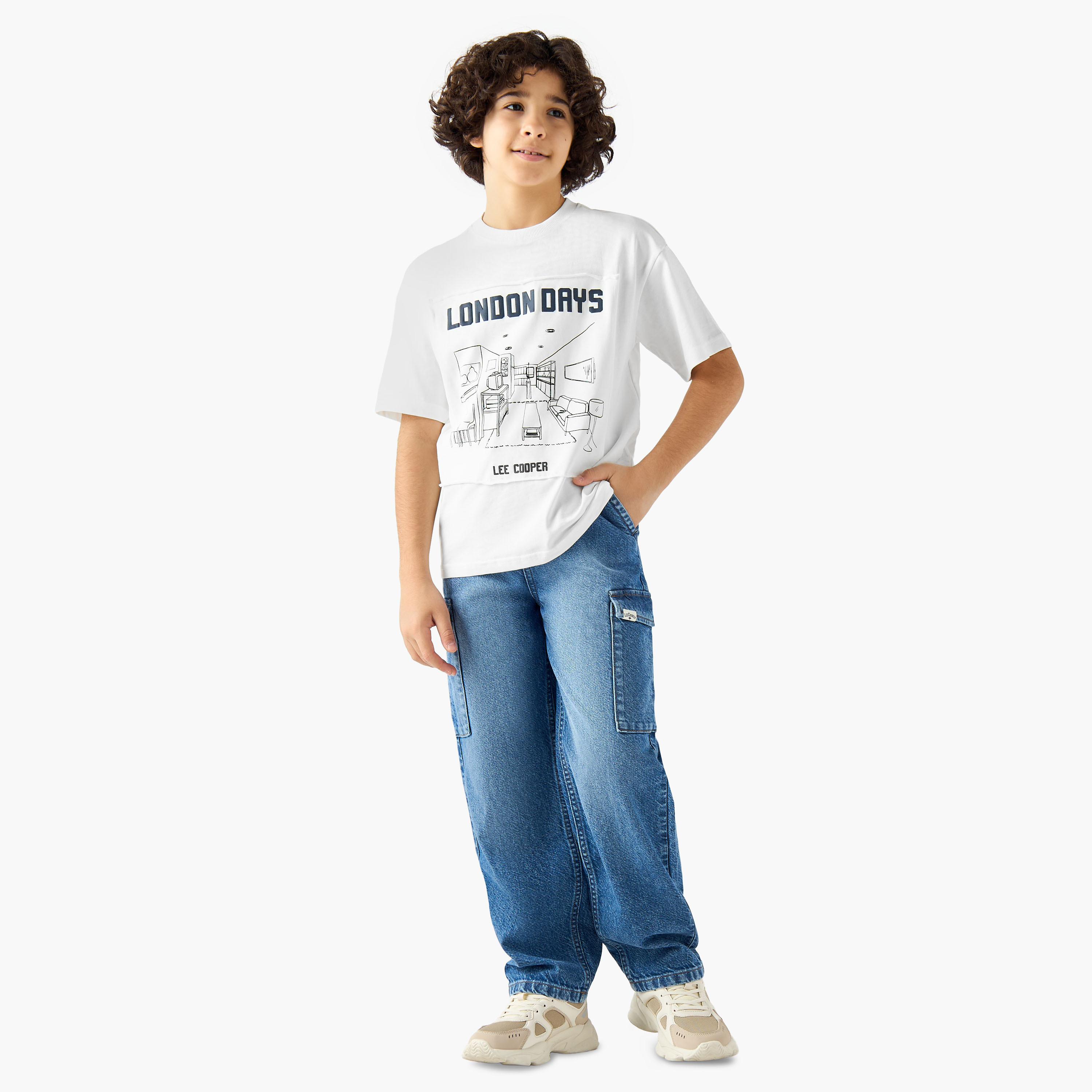 Lee Cooper Crew Neck Short Sleeves T-shirt with London Graphic Print-boys-clothing-tshirtsandpolos-image-2