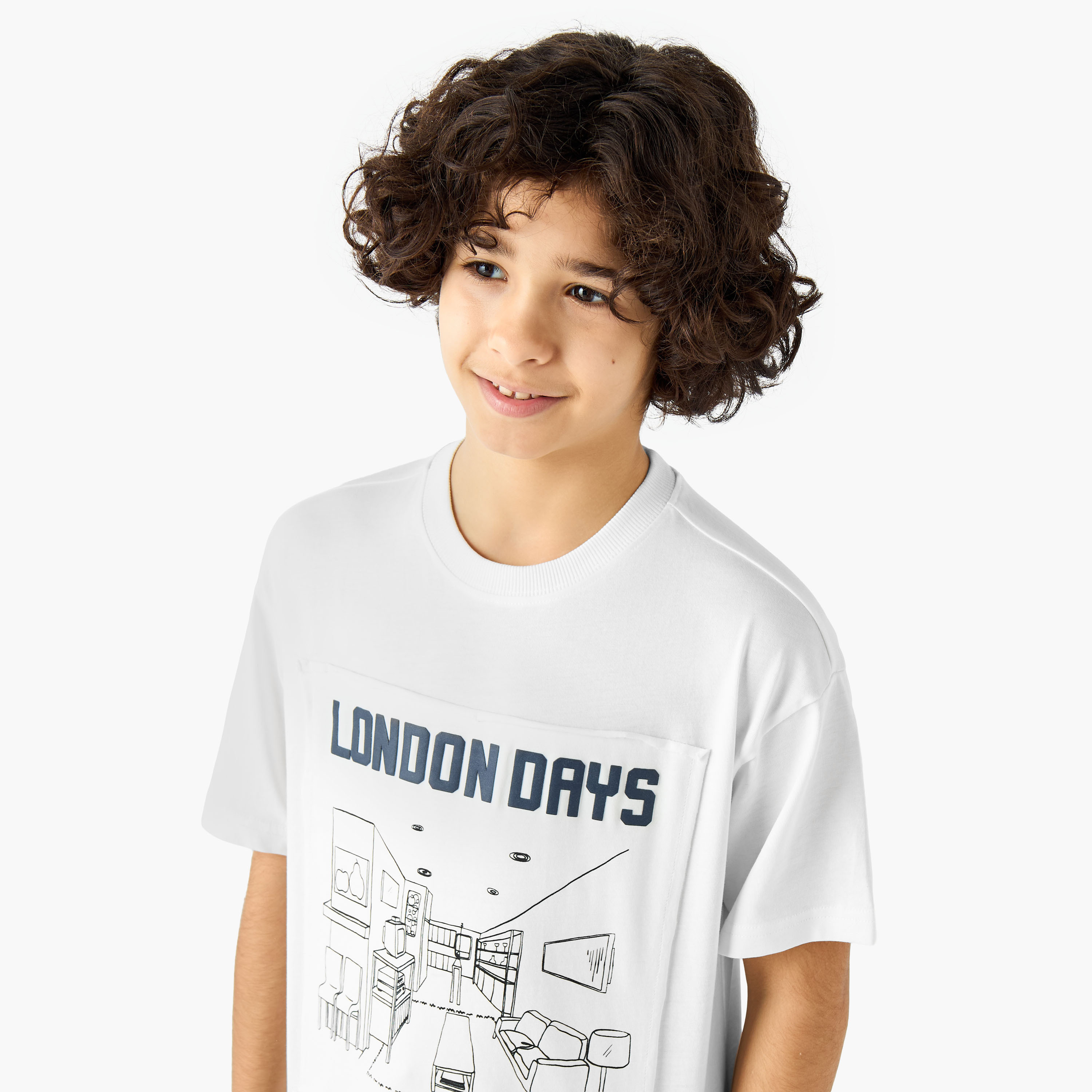 Lee Cooper Crew Neck Short Sleeves T-shirt with London Graphic Print-boys-clothing-tshirtsandpolos-image-4