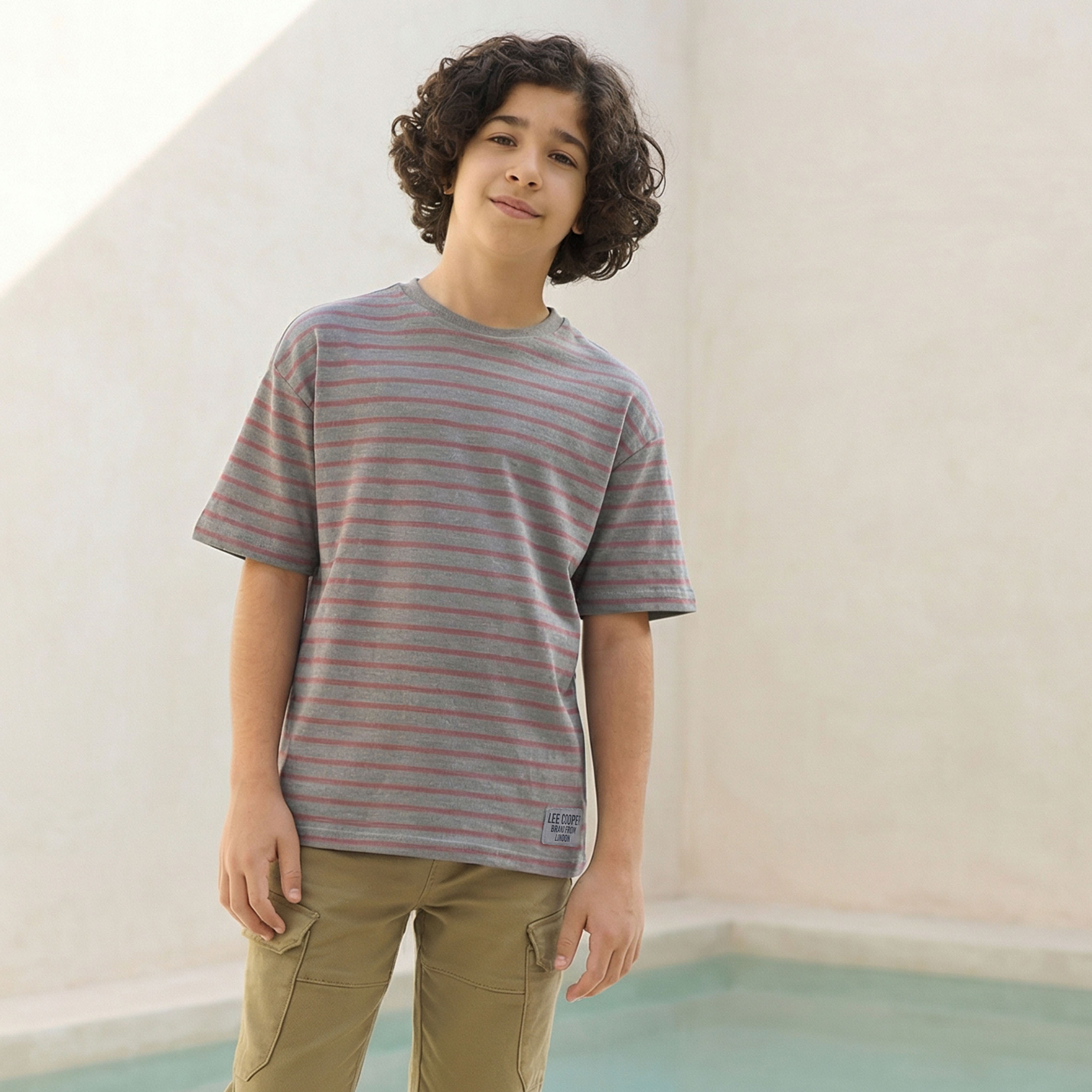 Lee Cooper Crew Neck Short Sleeves T-shirt with Stripes-boys-clothing-tshirtsandpolos-image-1