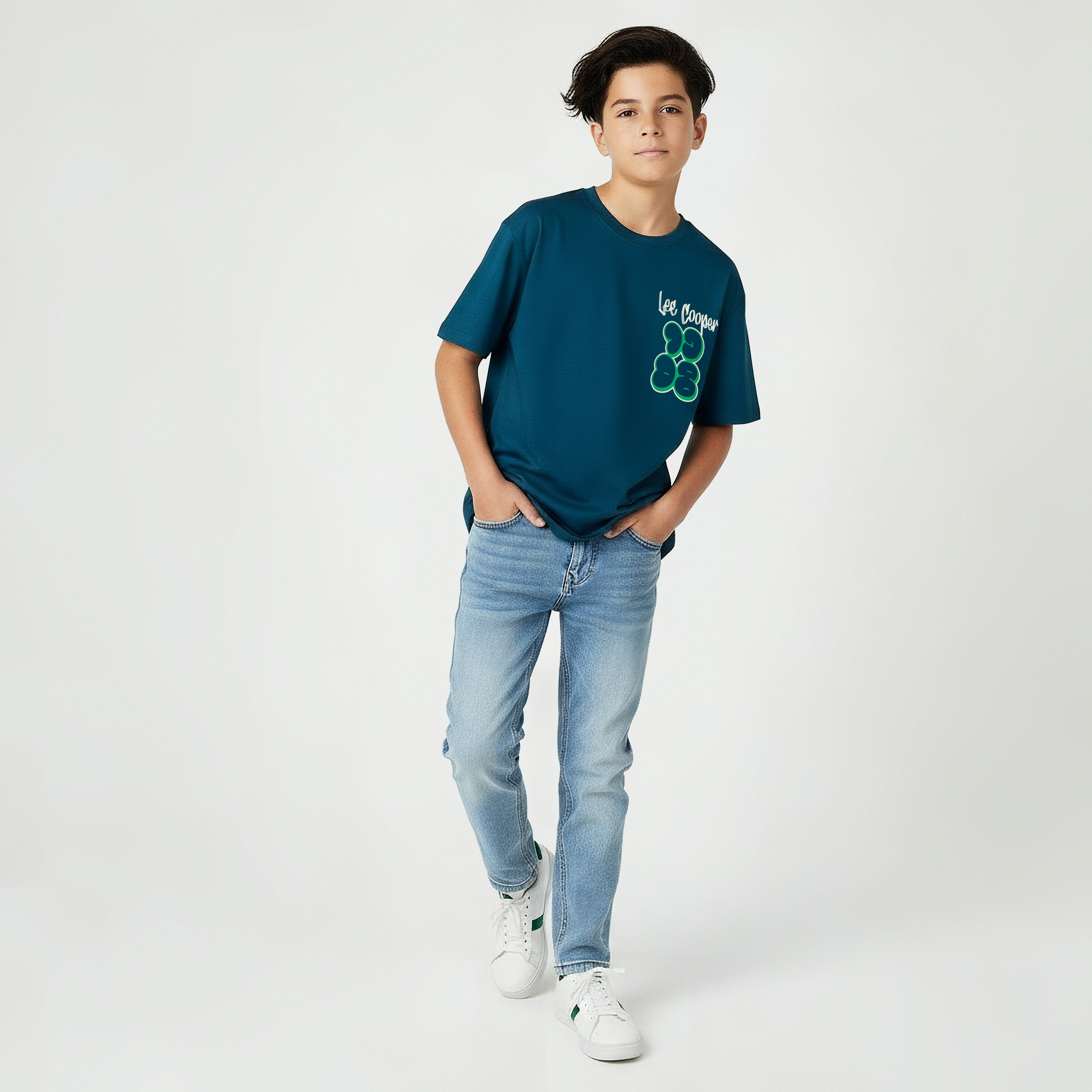 تيشيرت بياقة ضيقة وأكمام قصيرة وطبعات شعار من لي كوبر-boys-clothing-tshirtsandpolos-image-2