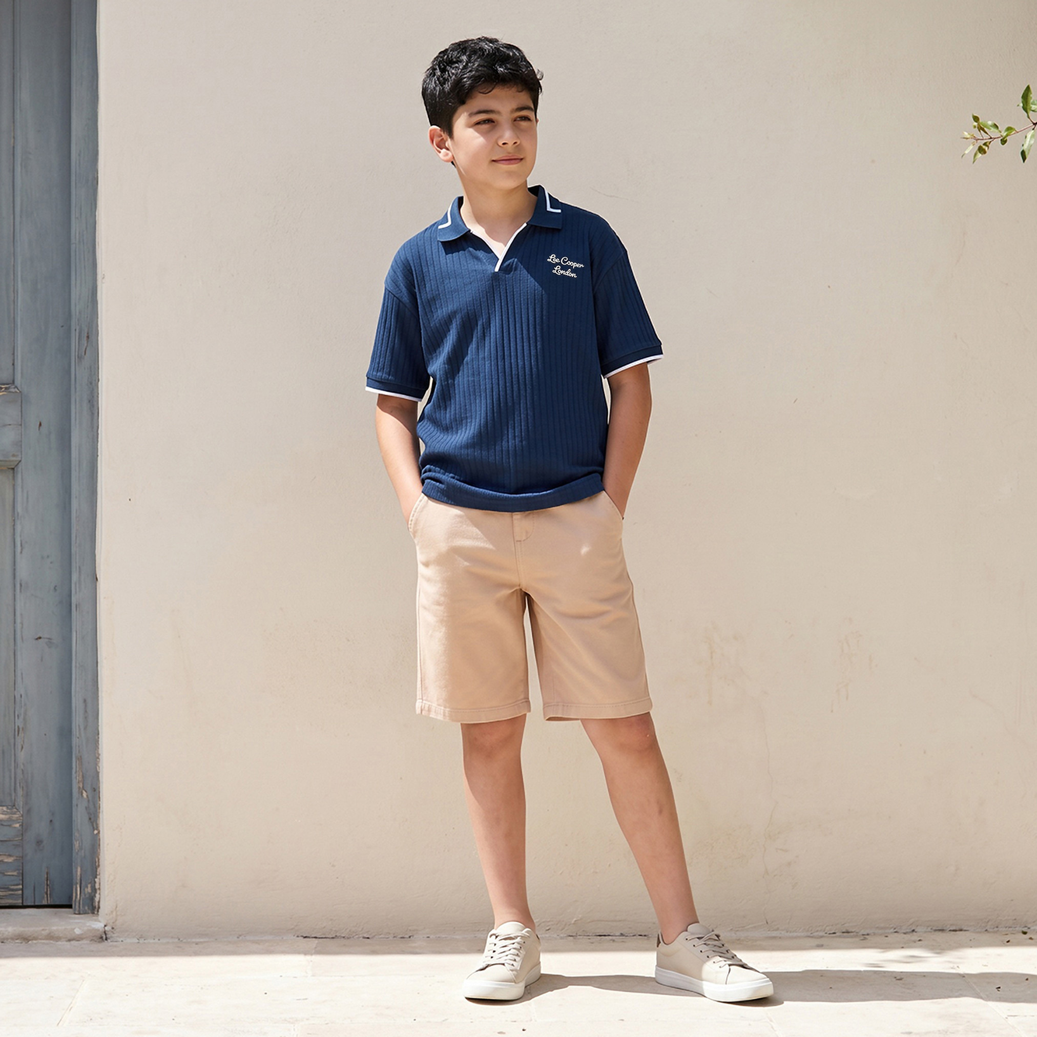 Lee Cooper Johnny Collar Short Sleeves T-shirt with Ribbed Design-boys-clothing-tshirtsandpolos-image-2