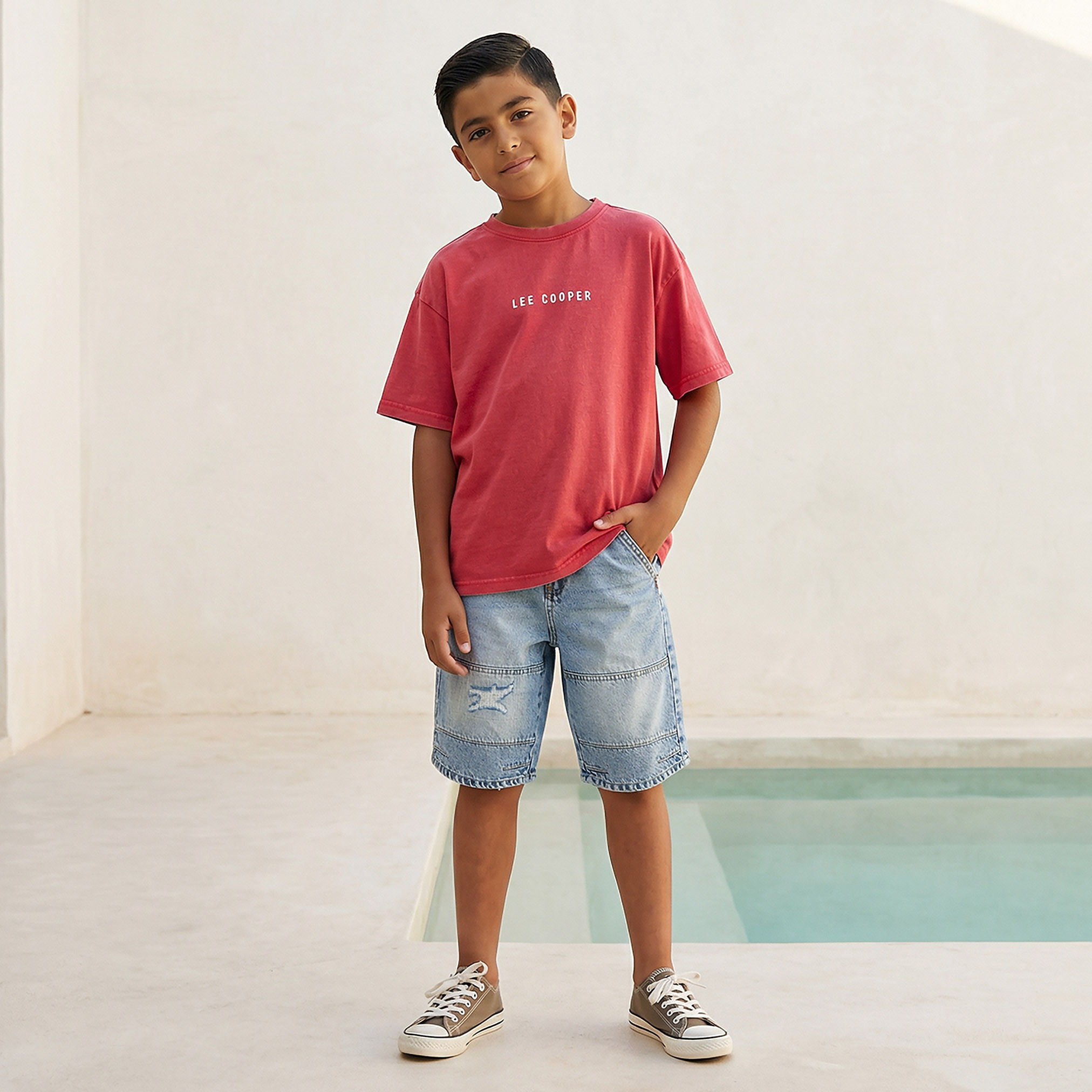 Lee Cooper Crew Neck Short Sleeves T-shirt with Logo Embroidery-boys-clothing-tshirtsandpolos-image-2
