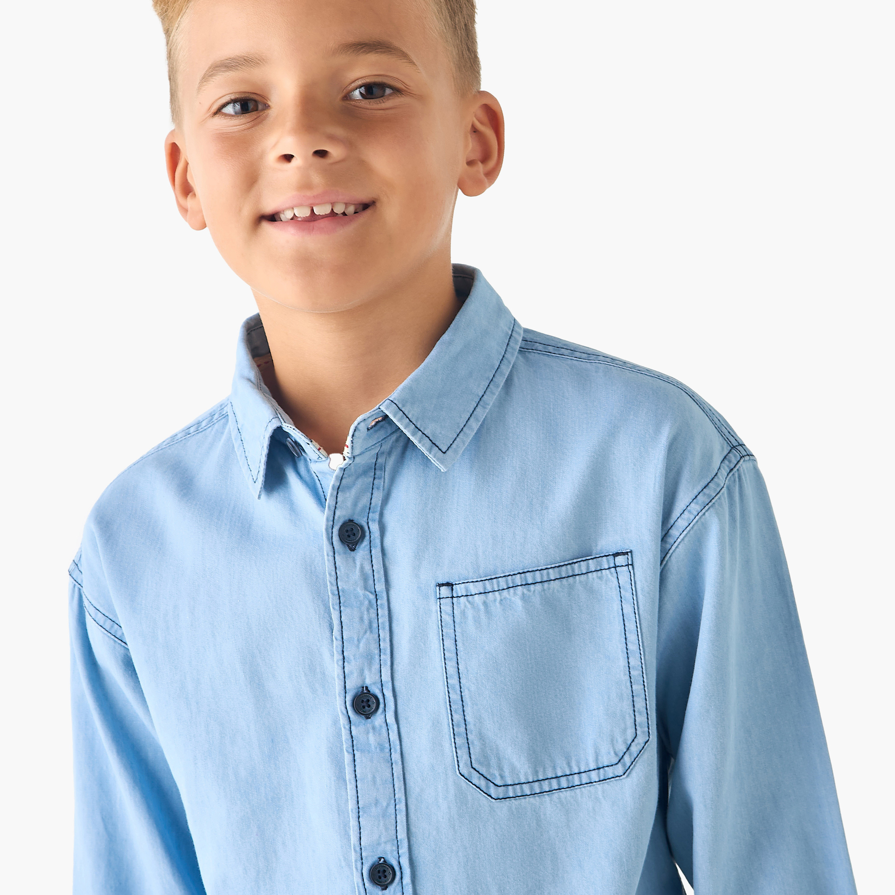 Lee Cooper Long Sleeves Shirt with Chest Pocket-boys-clothing-shirts-image-4