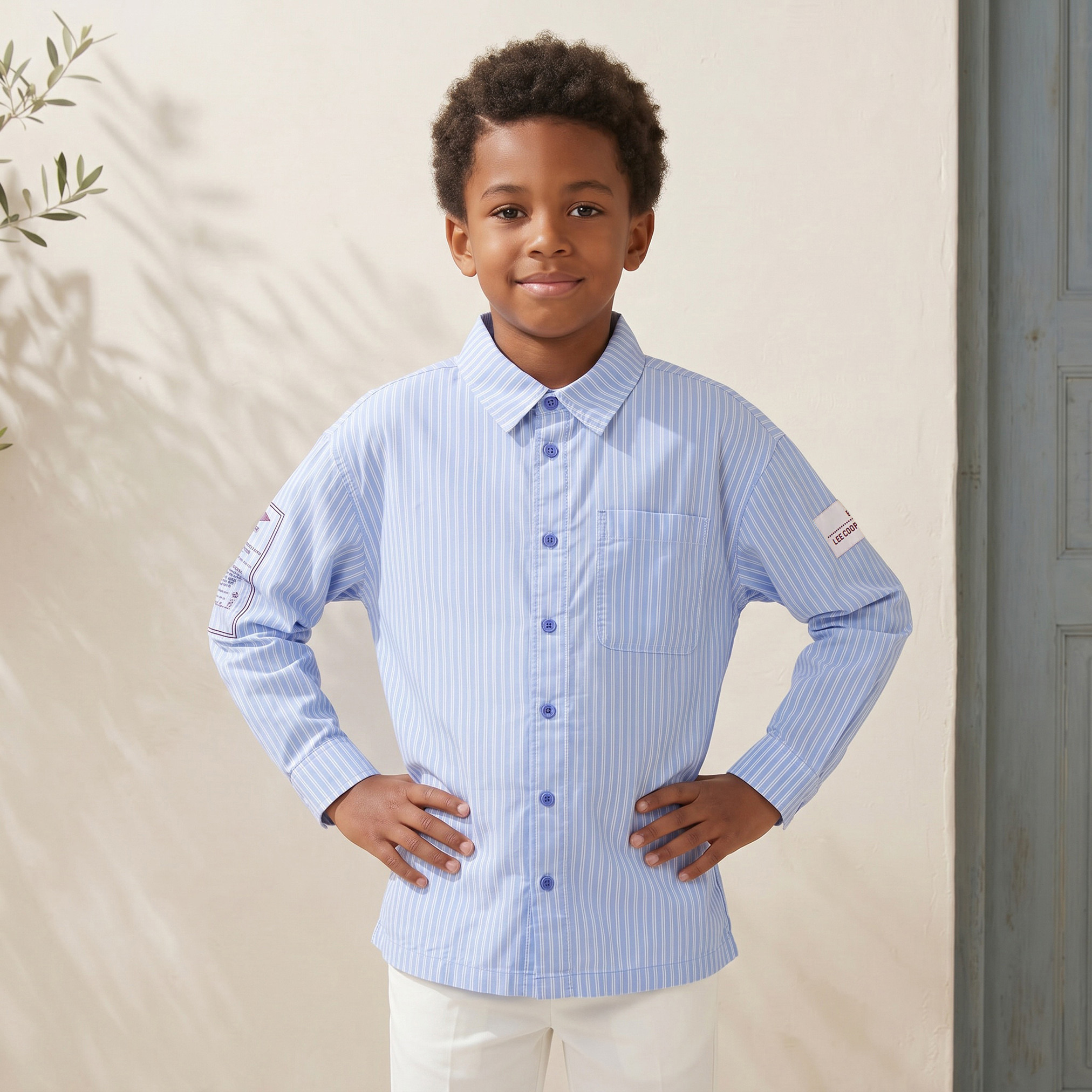 Lee Cooper Long Sleeves Shirt with Stripes-boys-clothing-shirts-image-1