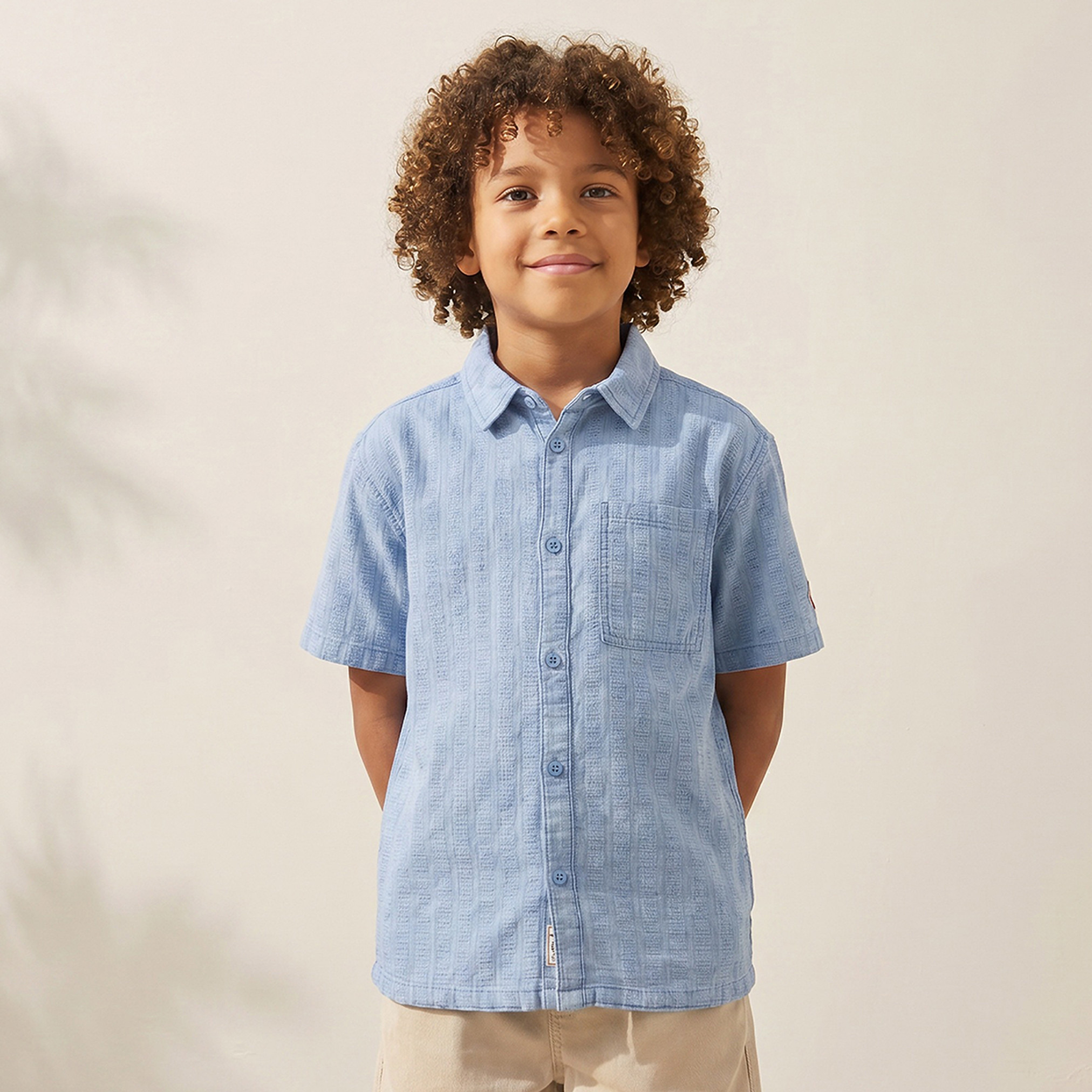 Lee Cooper Short Sleeves Shirt with Textured Design-boys-clothing-shirts-image-1