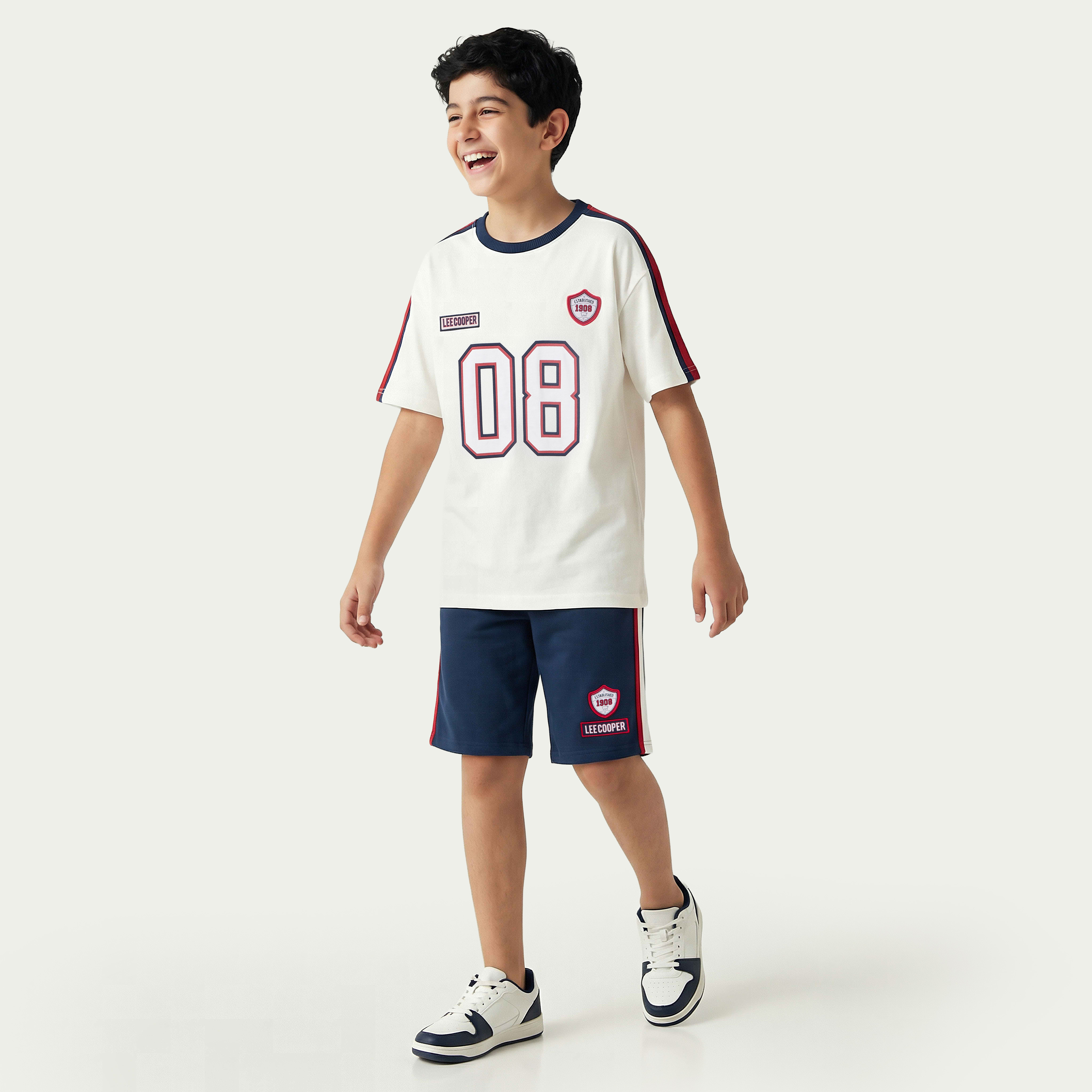 Lee Cooper Crew Neck Short Sleeves T-shirt and Shorts Set with Varsity Print-boys-clothing-setsandcoords-image-7