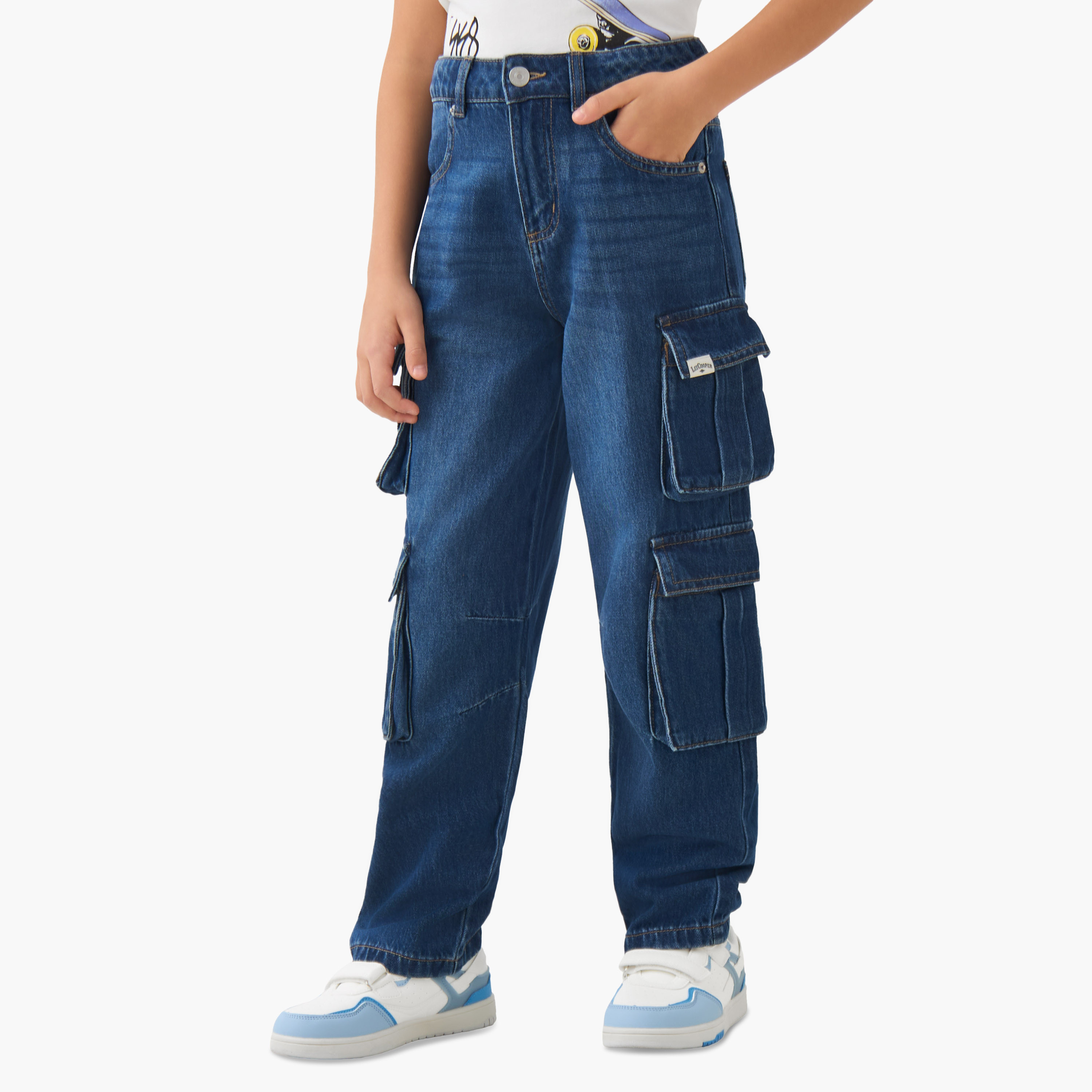 Lee Cooper Cargo Jeans with Pockets-boys-clothing-bottoms-jeans-image-1