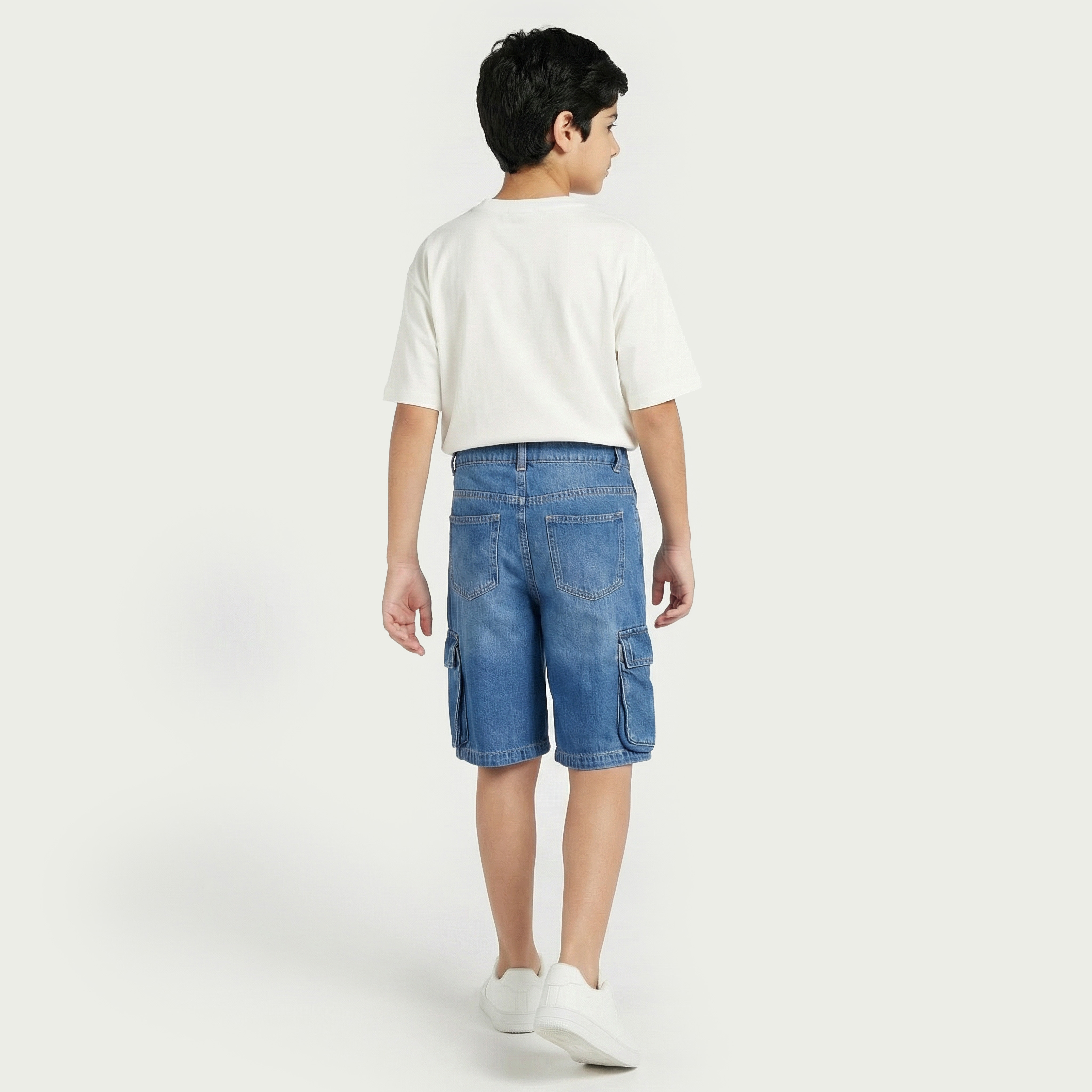 Lee Cooper Button Waist Denim Shorts with Cargo Pockets-boys-clothing-bottoms-shorts-image-3