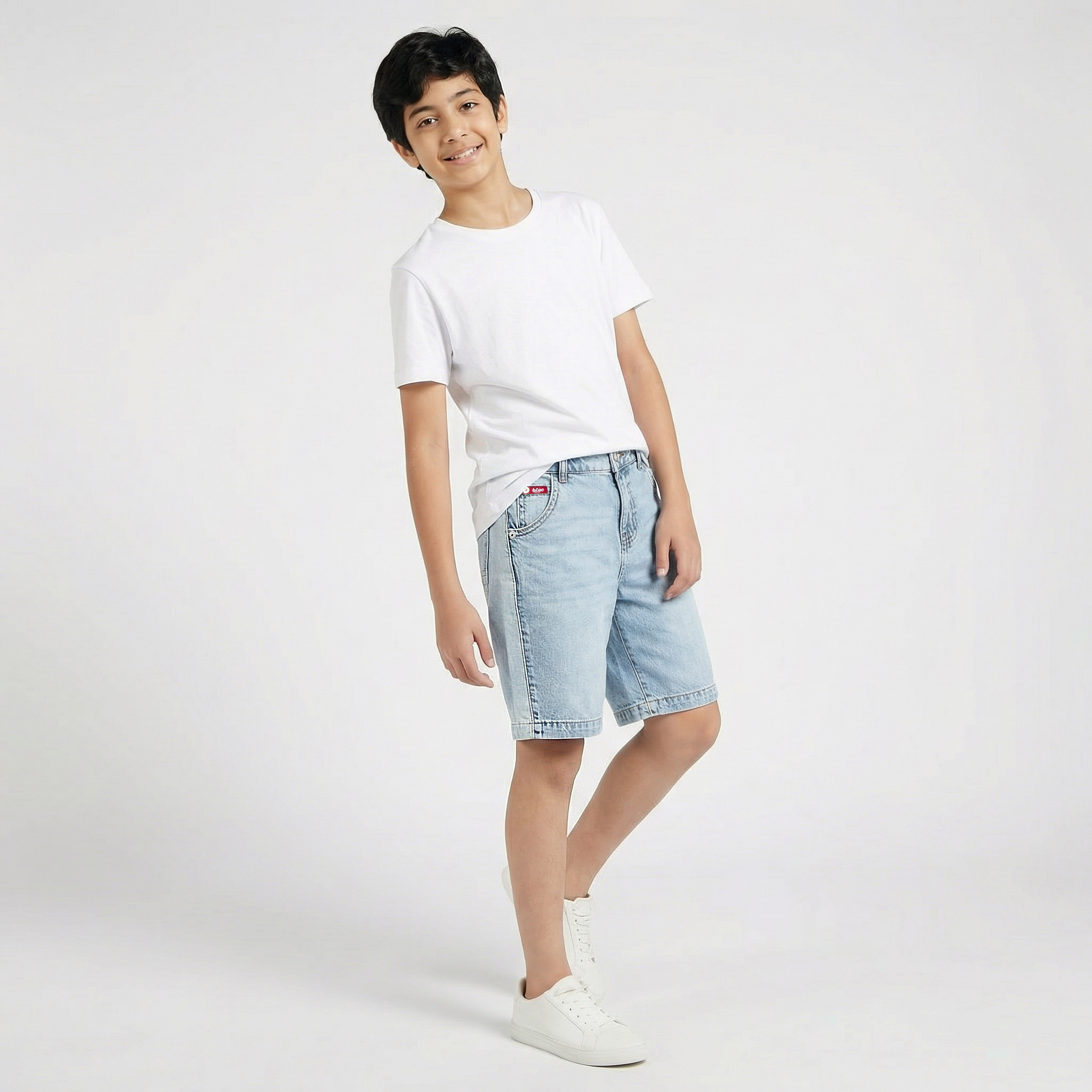 شورت دنيم بطول الركبة بزر خصر وجيوب من لي كوبر-boys-clothing-bottoms-shorts-image-4