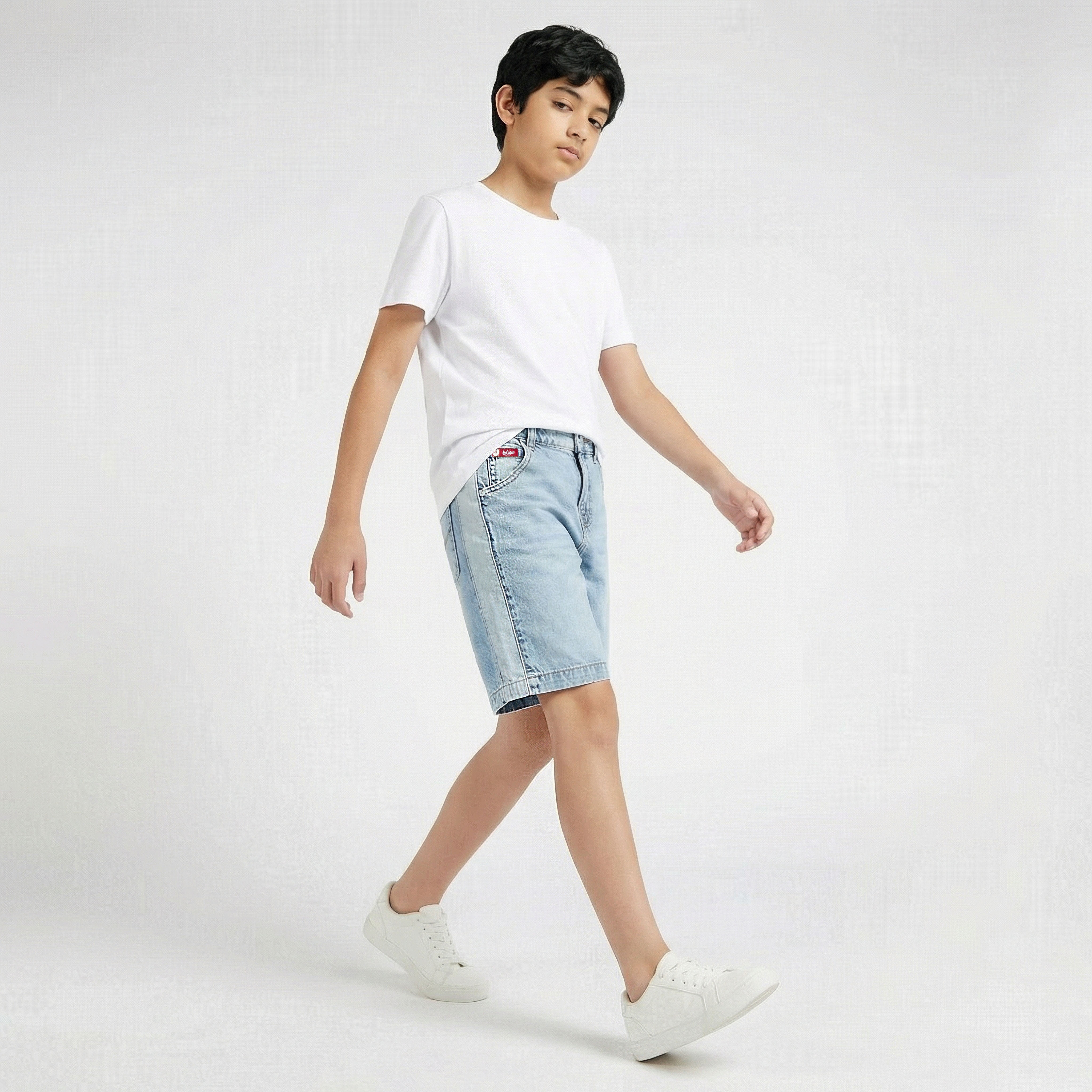 شورت دنيم بطول الركبة بزر خصر وجيوب من لي كوبر-boys-clothing-bottoms-shorts-image-1