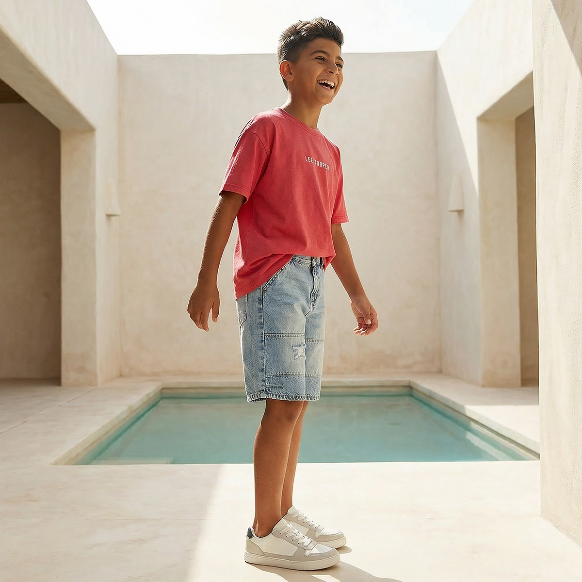 Lee Cooper Knee Length Denim Shorts with Distressed Detail-boys-clothing-bottoms-shorts-image-2