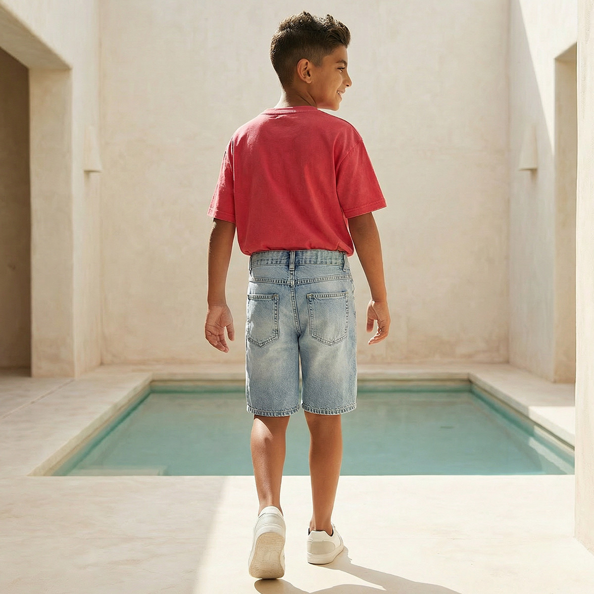 Lee Cooper Knee Length Denim Shorts with Distressed Detail-boys-clothing-bottoms-shorts-image-3