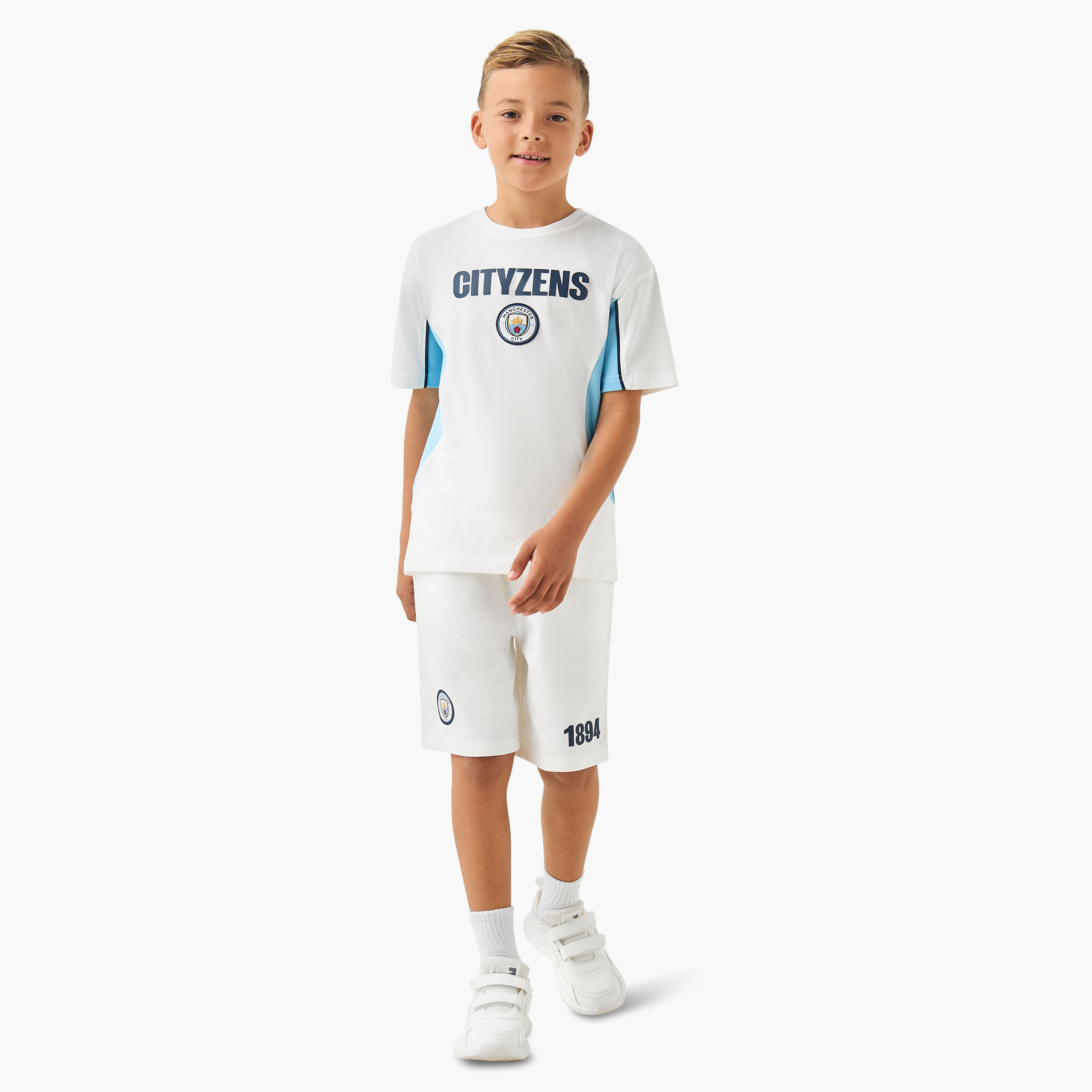 Manchester City Crew Neck Short Sleeves T-shirt and Shorts Set with Panel-boys-clothing-setsandcoords-image-1