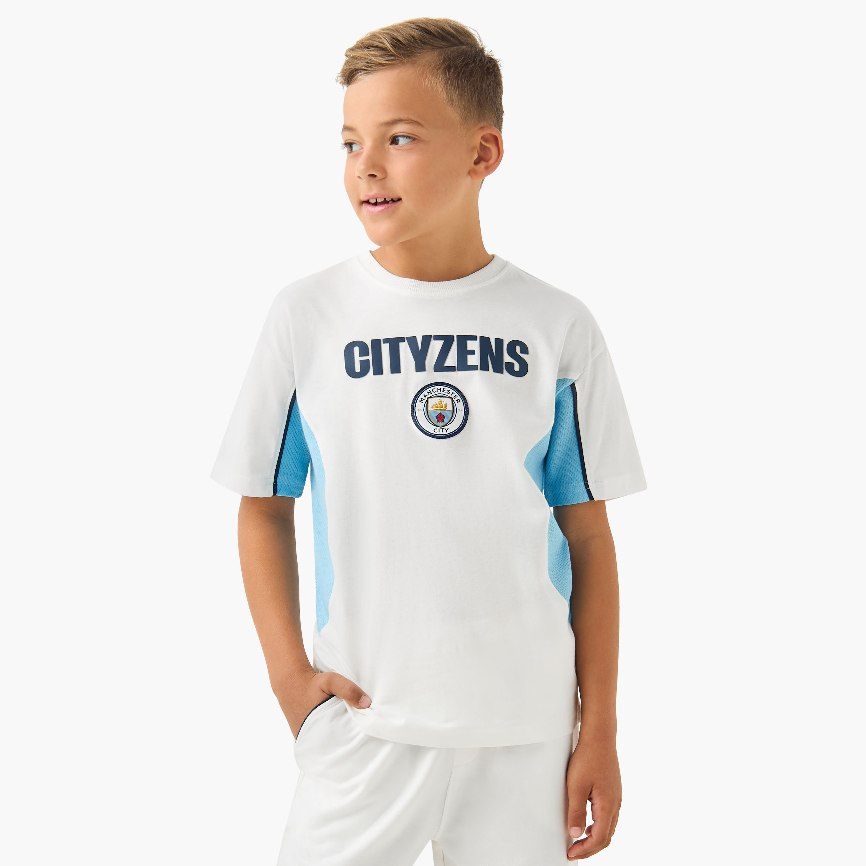 Manchester City Crew Neck Short Sleeves T-shirt and Shorts Set with Panel-boys-clothing-setsandcoords-image-2
