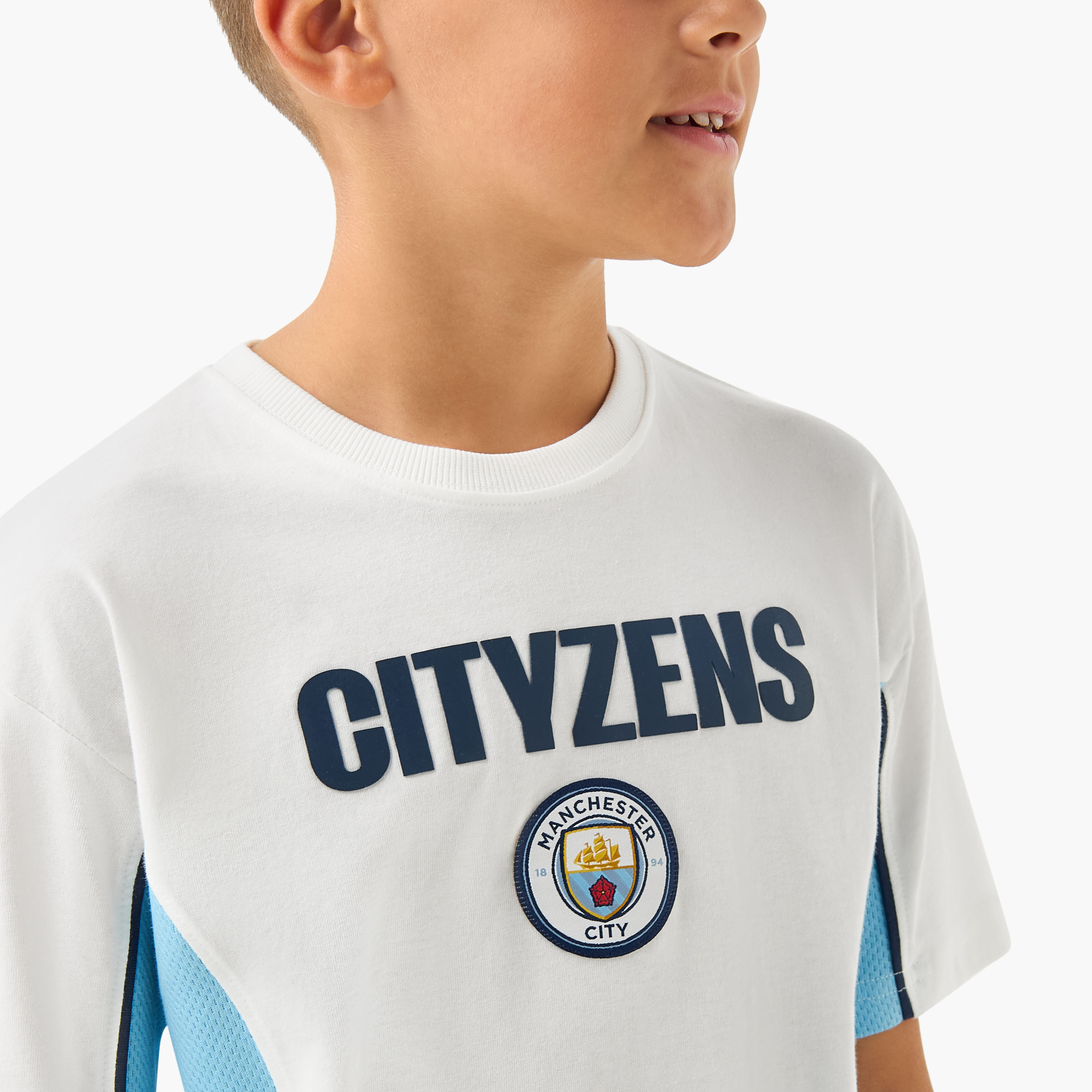 Manchester City Crew Neck Short Sleeves T-shirt and Shorts Set with Panel-boys-clothing-setsandcoords-image-5