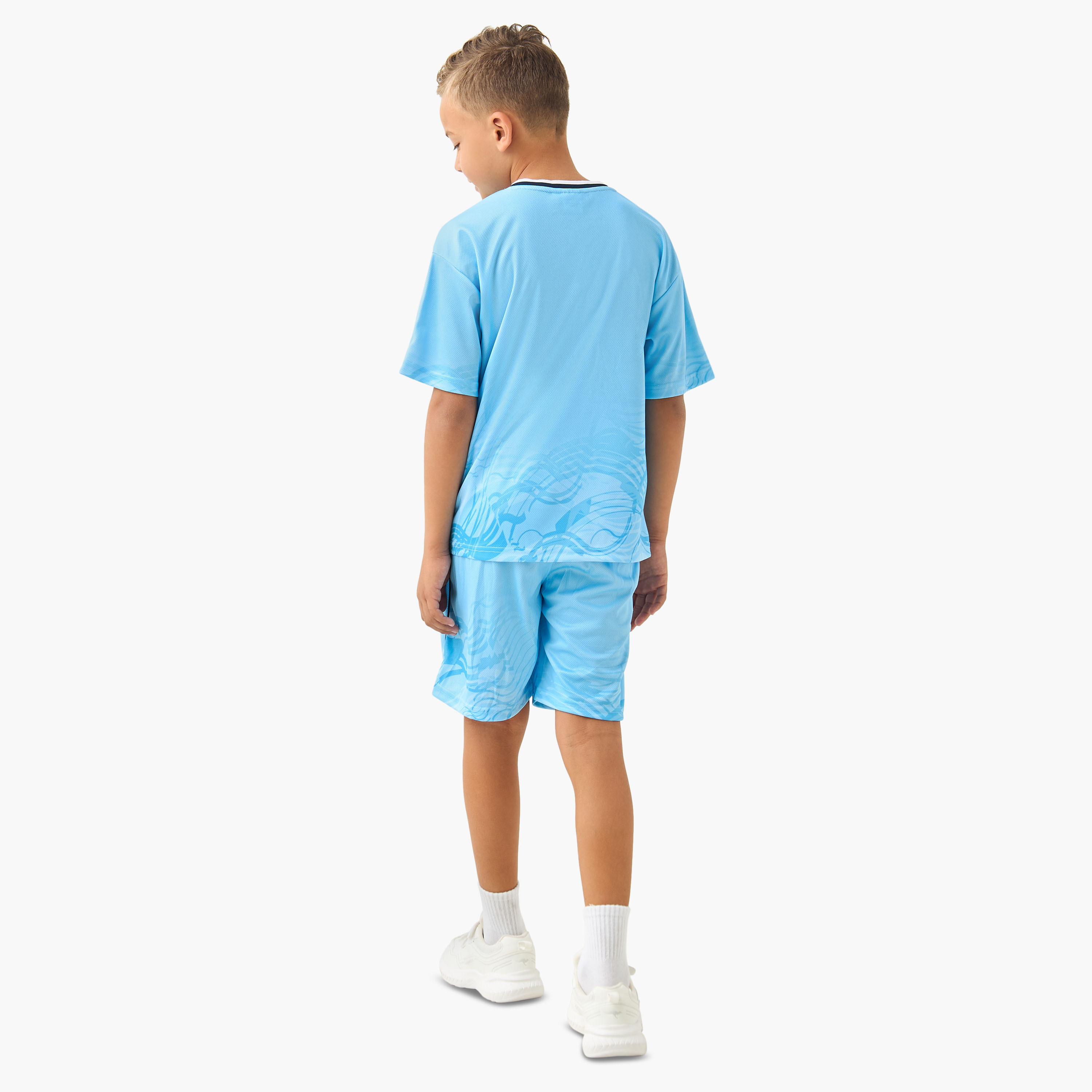 Manchester City V-neck Short Sleeves T-shirt and Shorts Set with Logo Applique-boys-clothing-setsandcoords-image-4