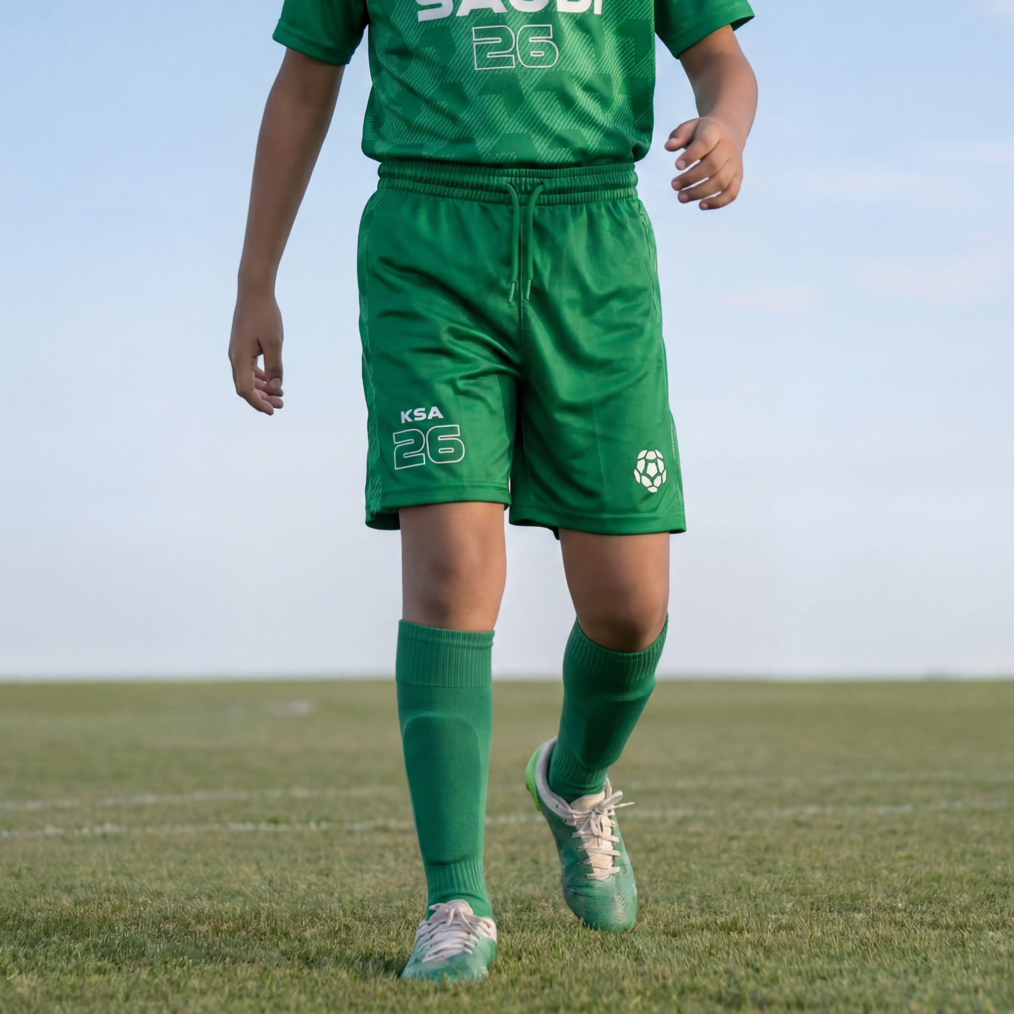 FIFA V-neck Short Sleeves T-shirt and Shorts Set with Saudi Arabia Print-boys-clothing-sportswear-sets-image-4