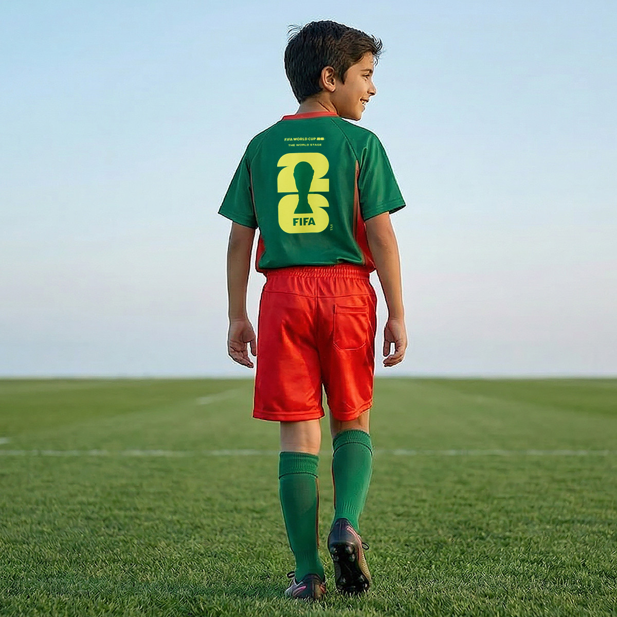 FIFA V-neck Short Sleeves T-shirt and Shorts Set with Portugal Print-boys-clothing-sportswear-sets-image-3