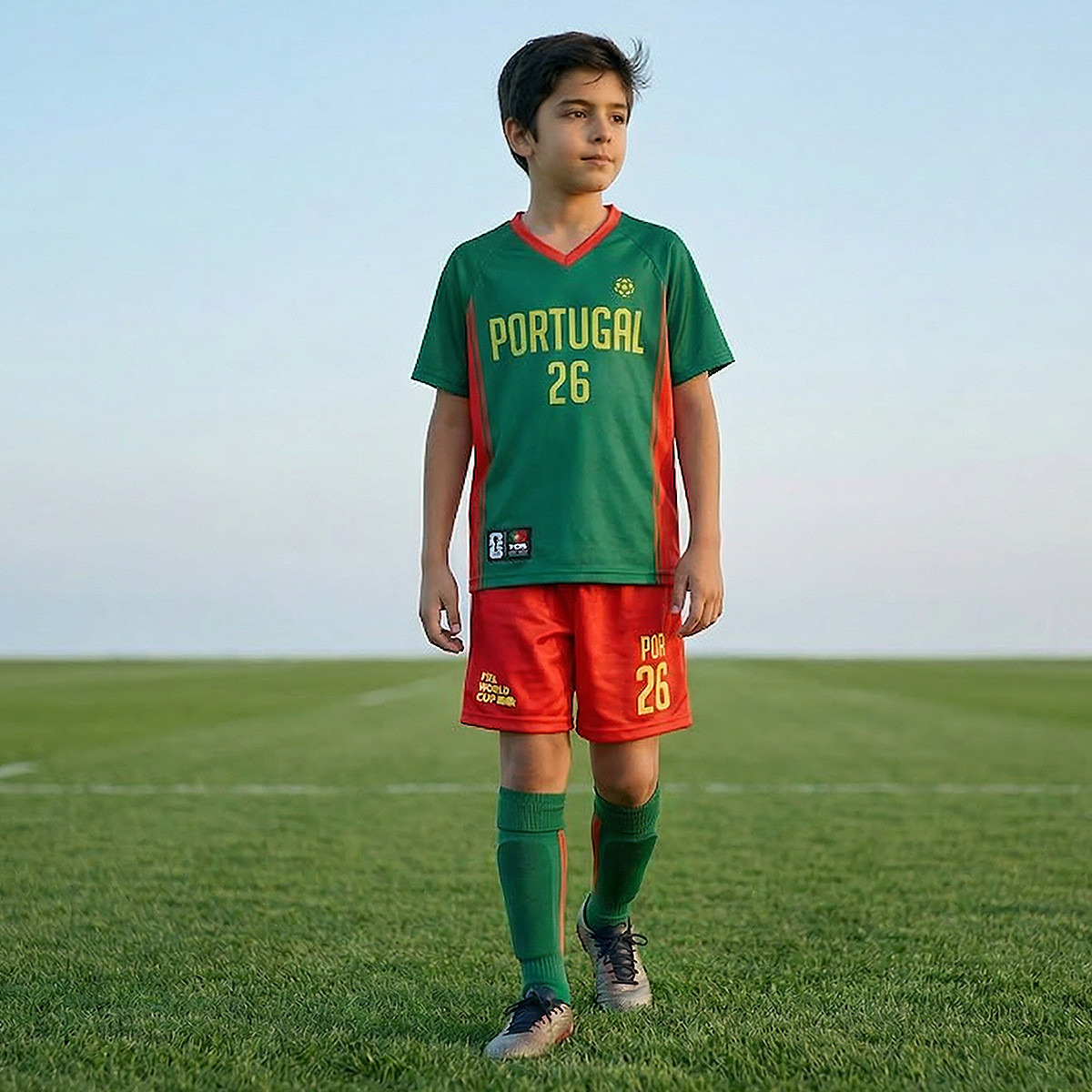 FIFA V-neck Short Sleeves T-shirt and Shorts Set with Portugal Print-boys-clothing-sportswear-sets-image-7