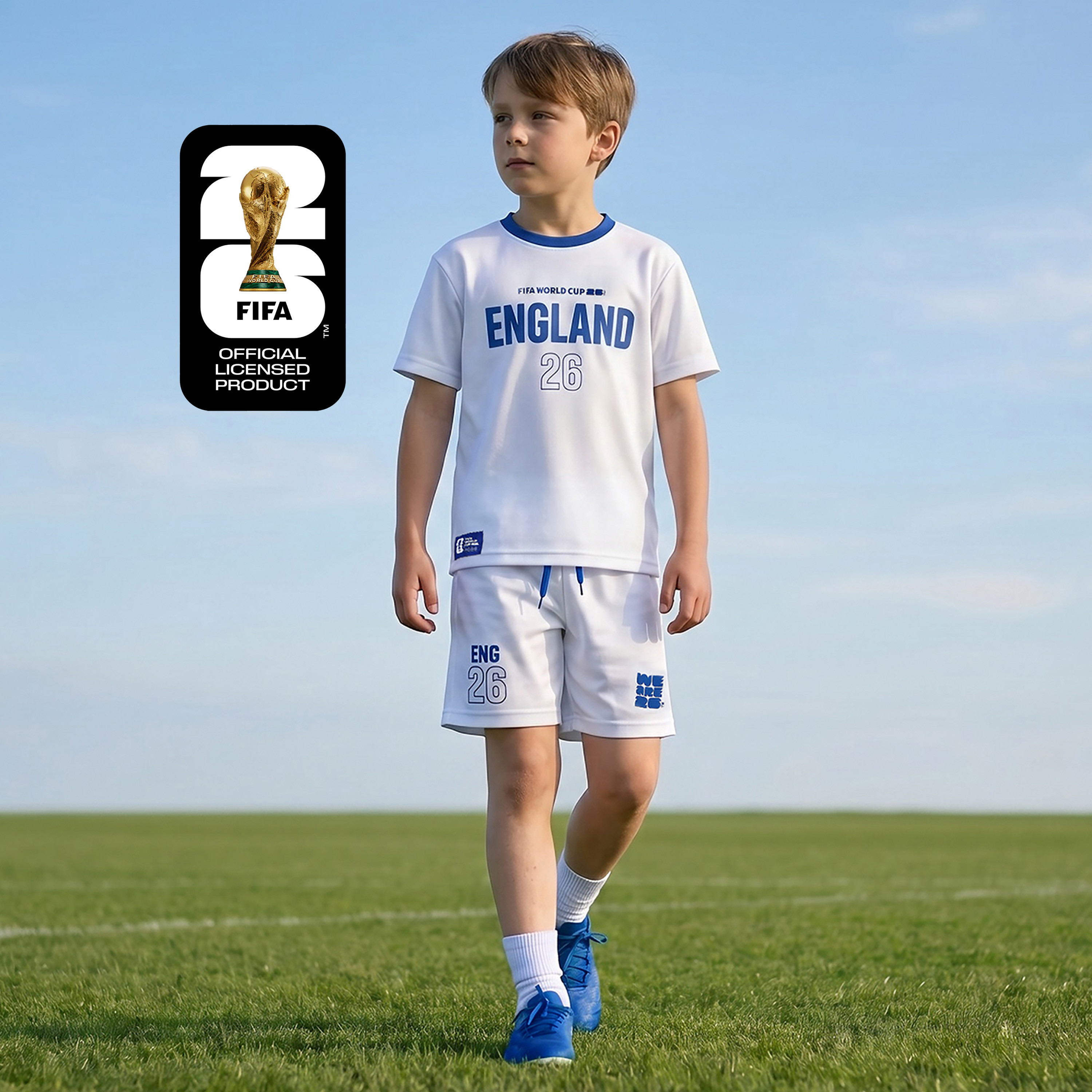 FIFA Crew Neck Short Sleeves T-shirt and Shorts Set with England Print-boys-clothing-sportswear-sets-image-1