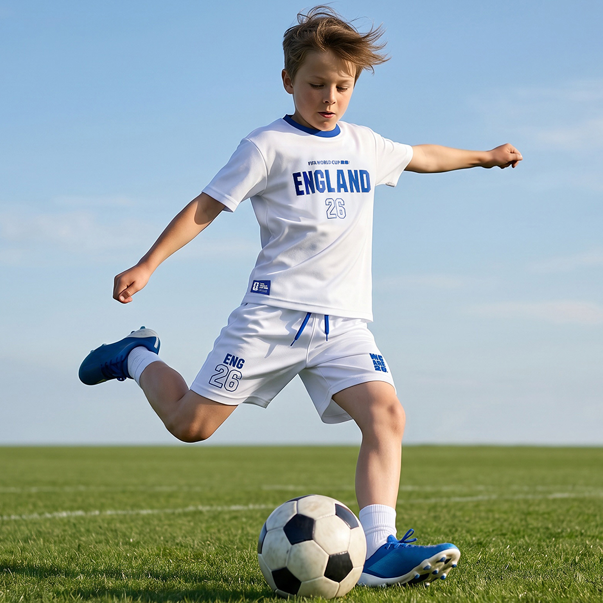 FIFA Crew Neck Short Sleeves T-shirt and Shorts Set with England Print-boys-clothing-sportswear-sets-image-7