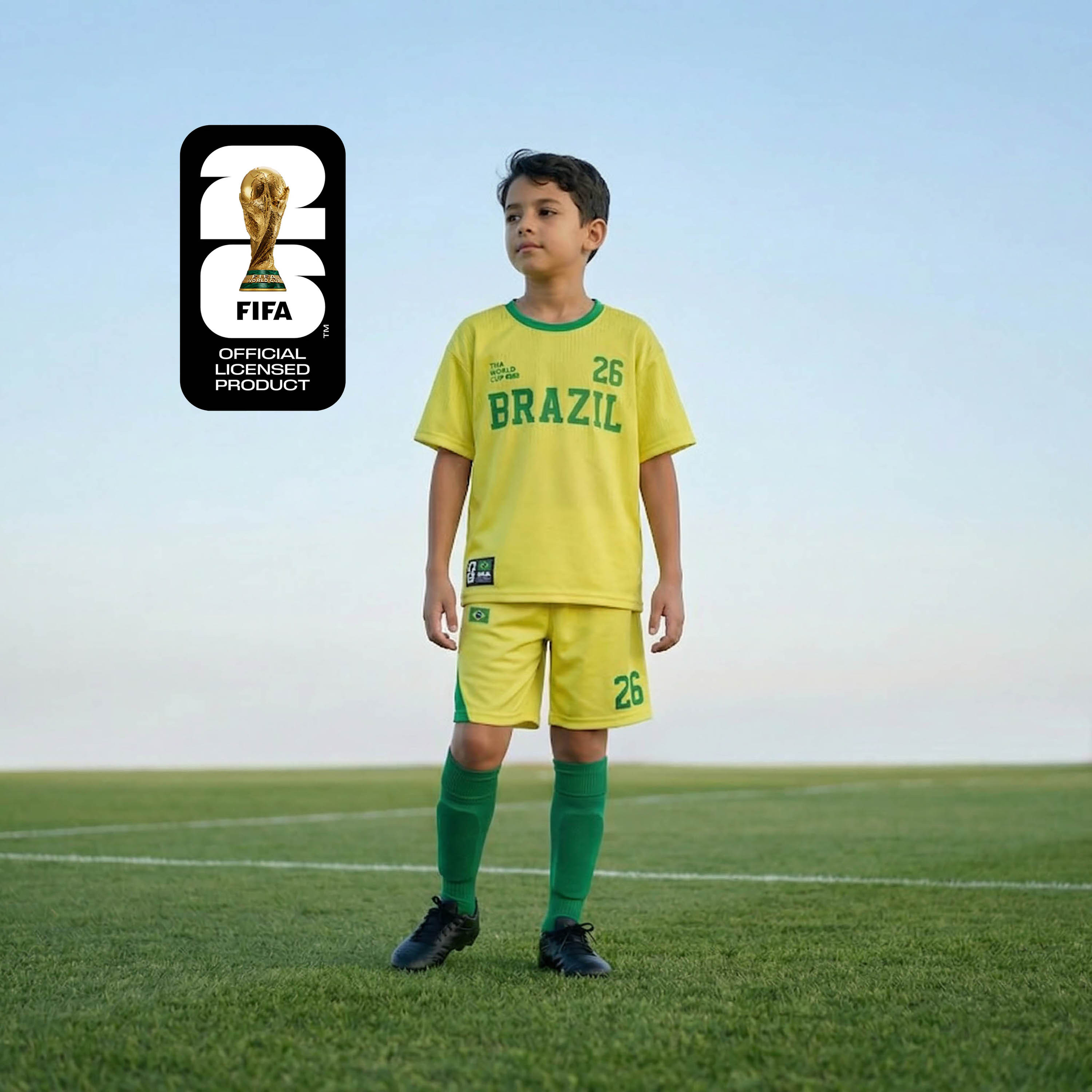 FIFA Crew Neck Short Sleeves T-shirt and Shorts Set with Brazil Print-boys-clothing-sportswear-sets-image-1