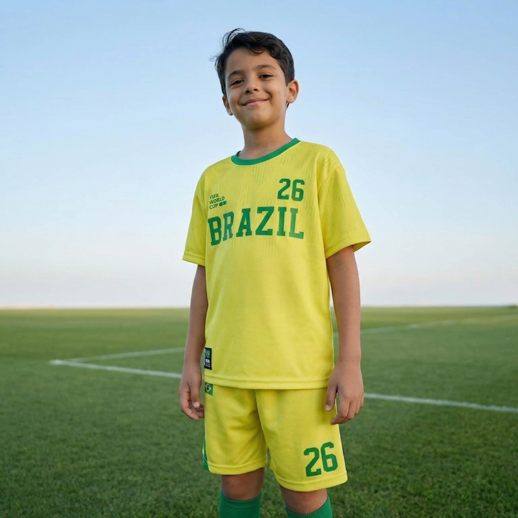 FIFA Crew Neck Short Sleeves T-shirt and Shorts Set with Brazil Print-boys-clothing-sportswear-sets-image-2
