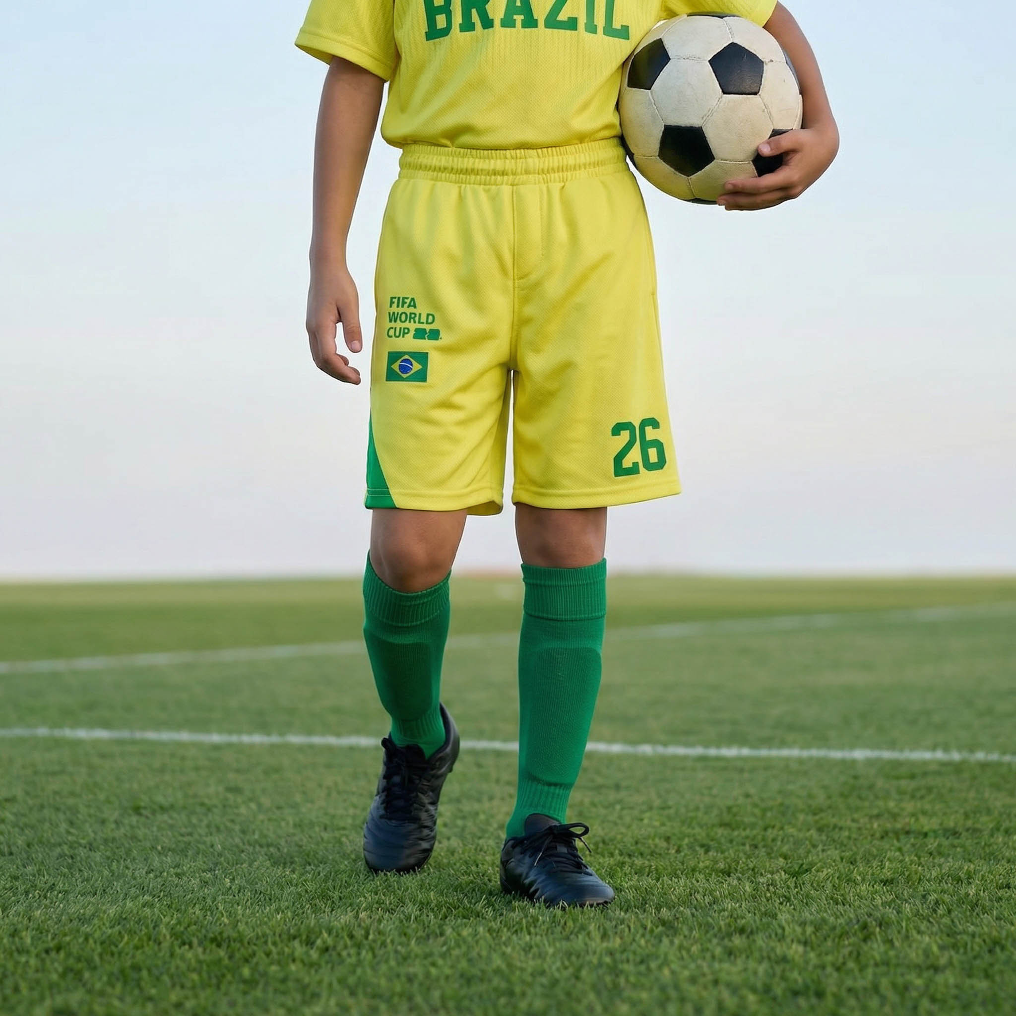 FIFA Crew Neck Short Sleeves T-shirt and Shorts Set with Brazil Print-boys-clothing-sportswear-sets-image-4