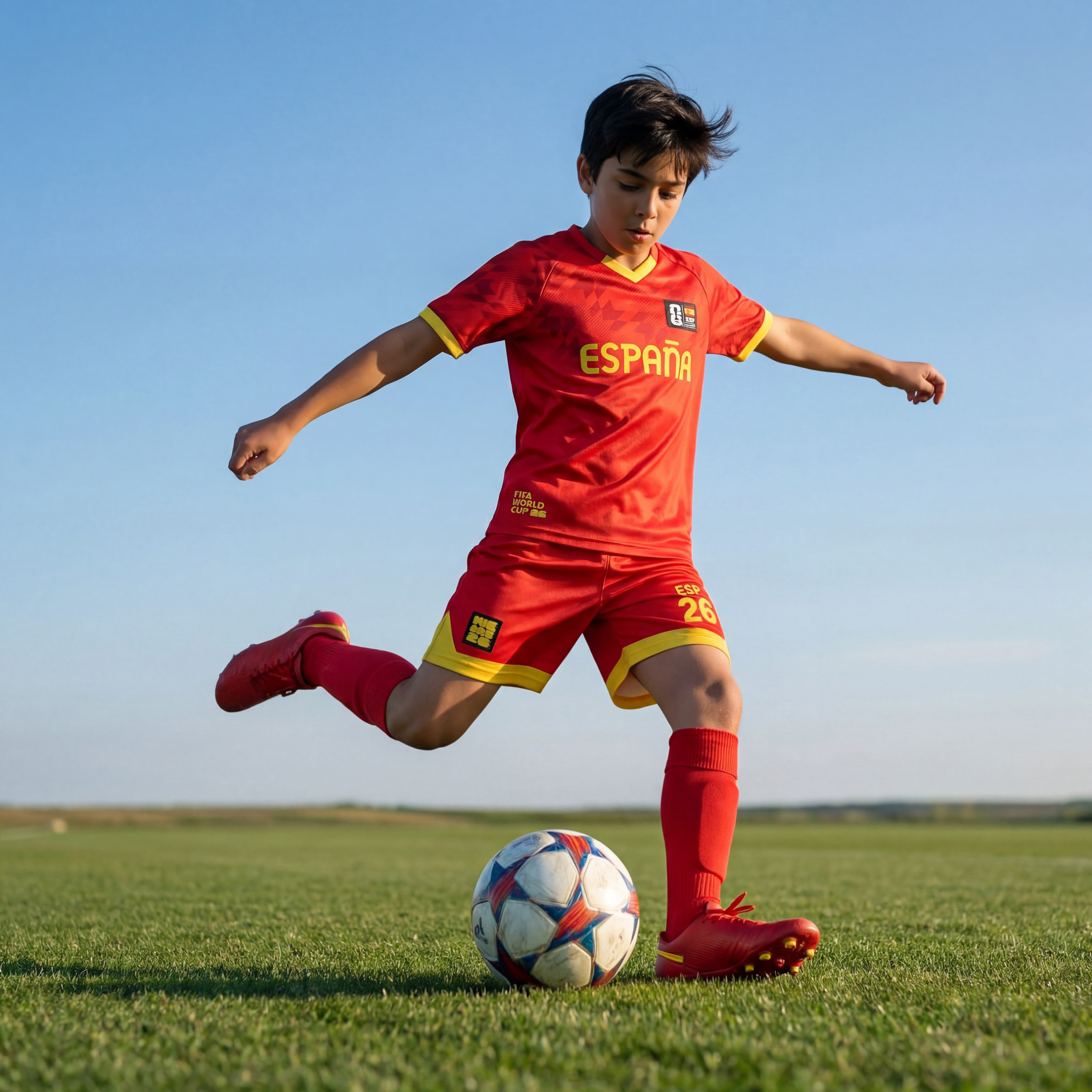 FIFA V-neck Short Sleeves T-shirt and Shorts Set with Espana Print-boys-clothing-sportswear-sets-image-7