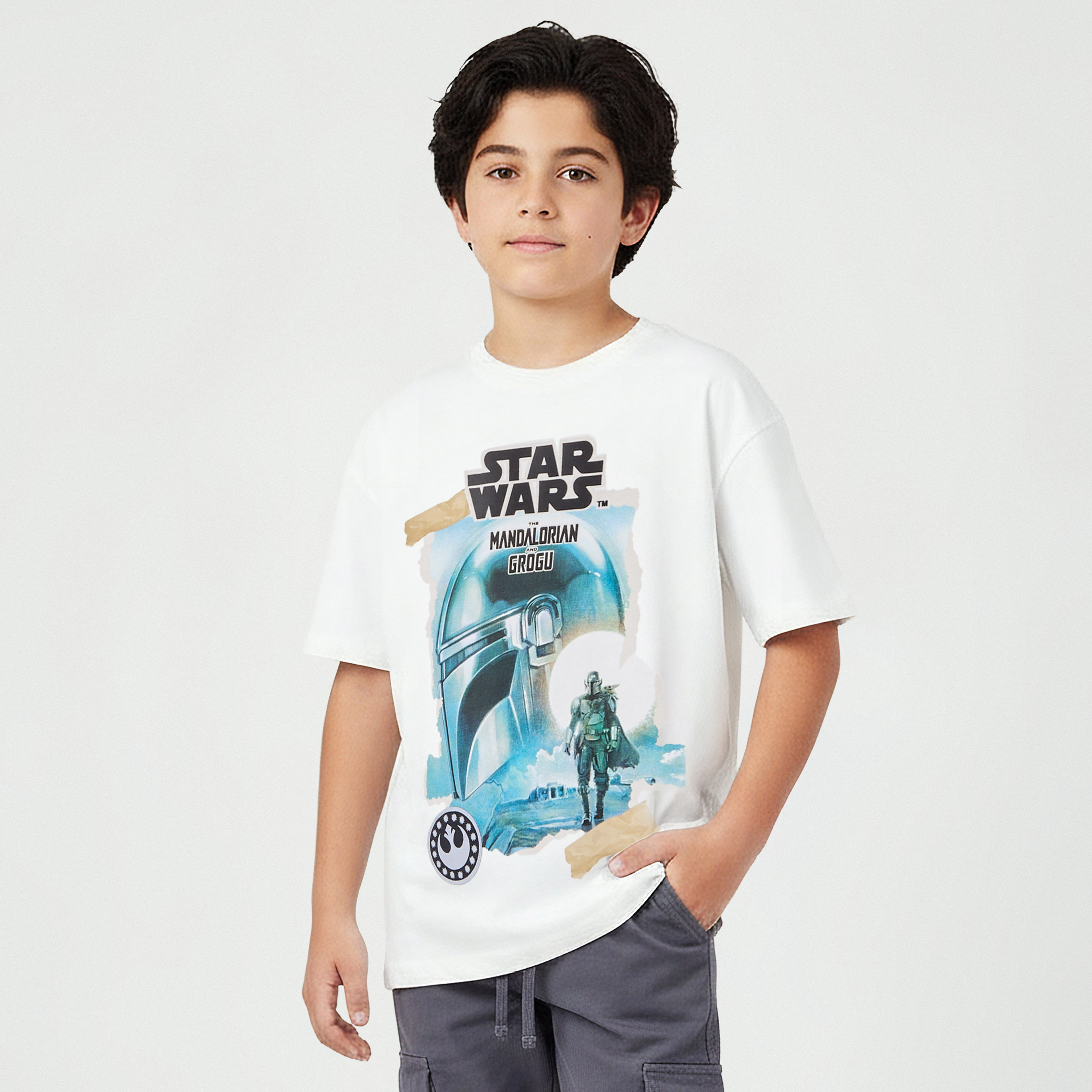 Disney Crew Neck Short Sleeves T-shirt with Star Wars Print-boys-clothing-tshirtsandpolos-image-1