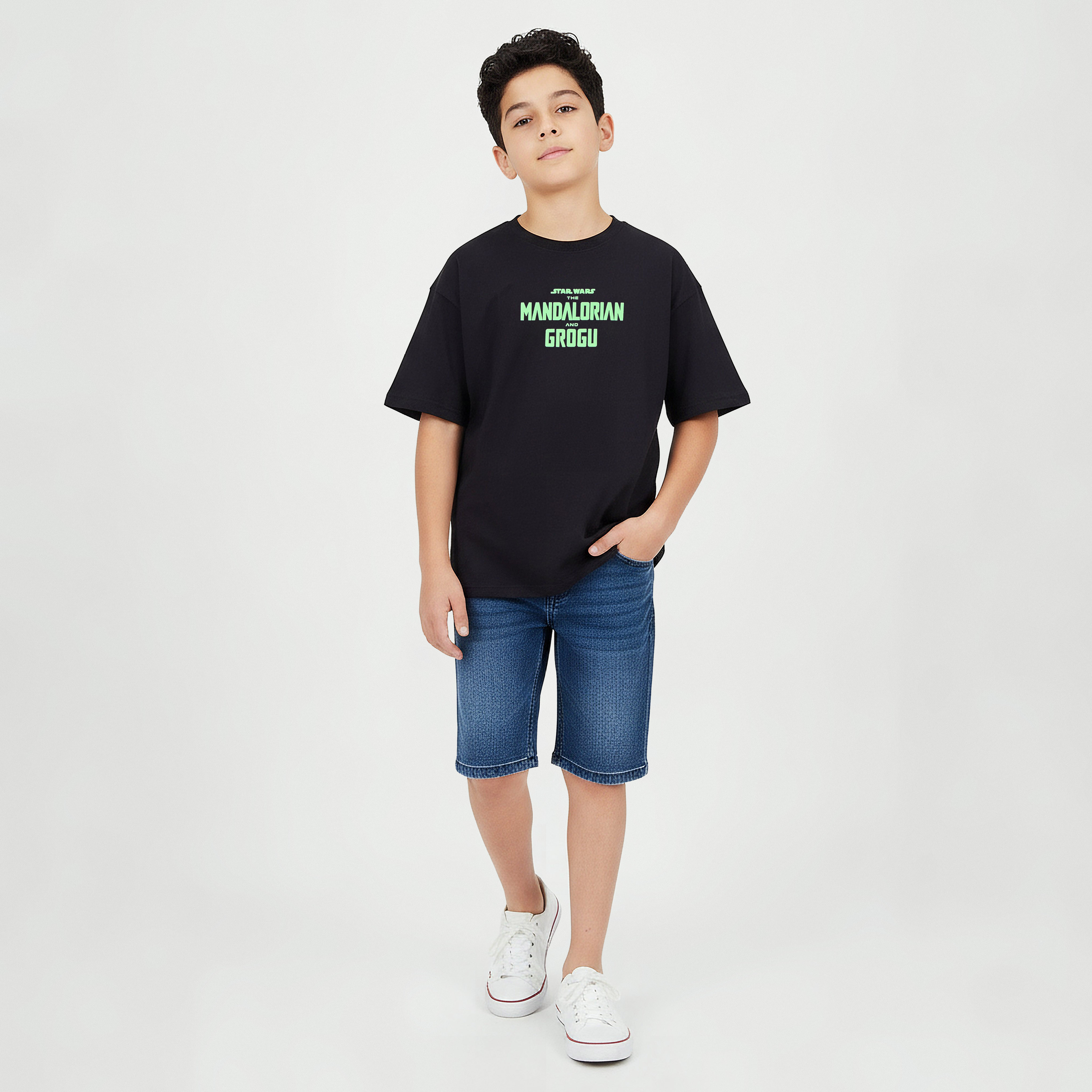 Disney Crew Neck Short Sleeve T-shirt with Mandalorian Print-boys-clothing-tshirtsandpolos-image-2