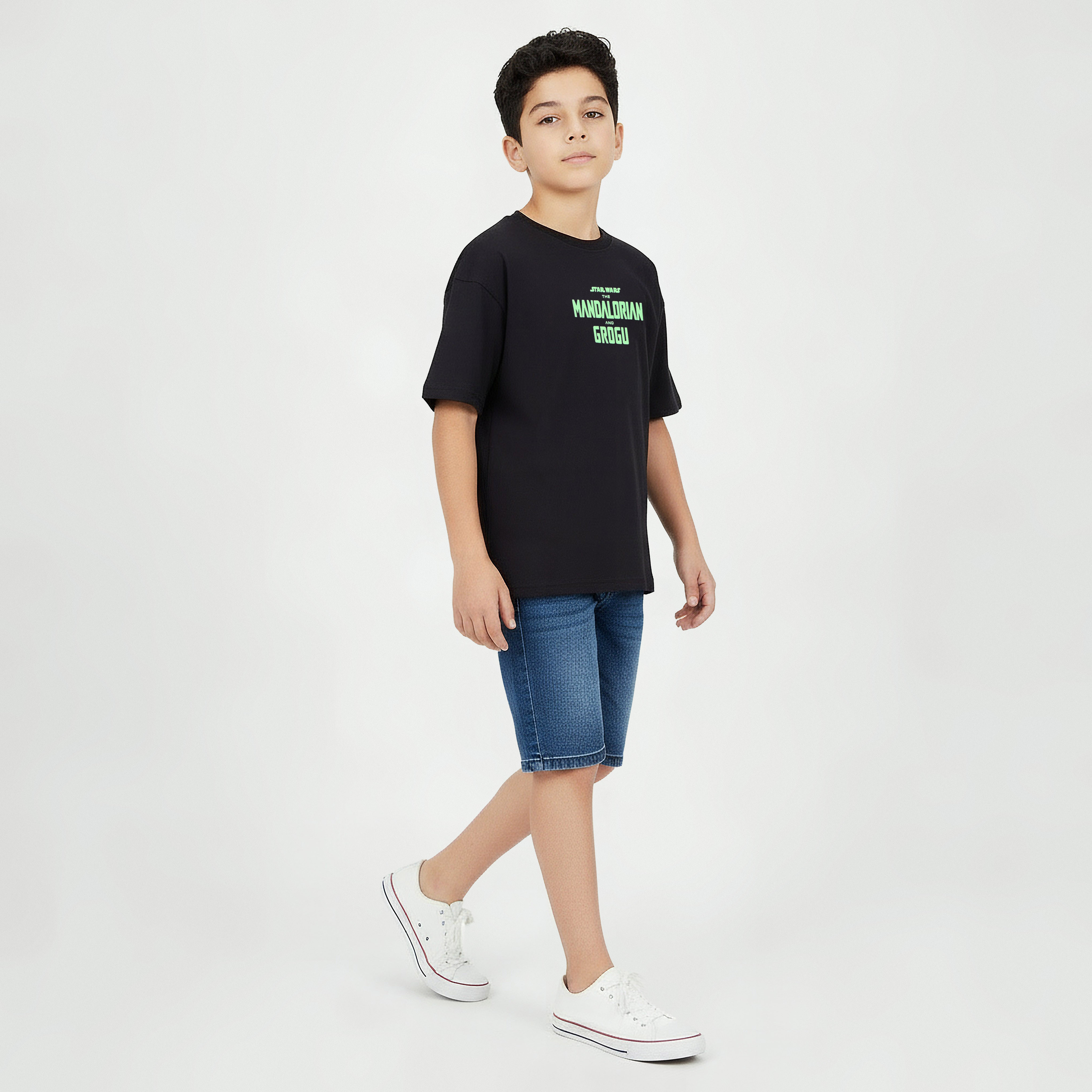 Disney Crew Neck Short Sleeve T-shirt with Mandalorian Print-boys-clothing-tshirtsandpolos-image-3