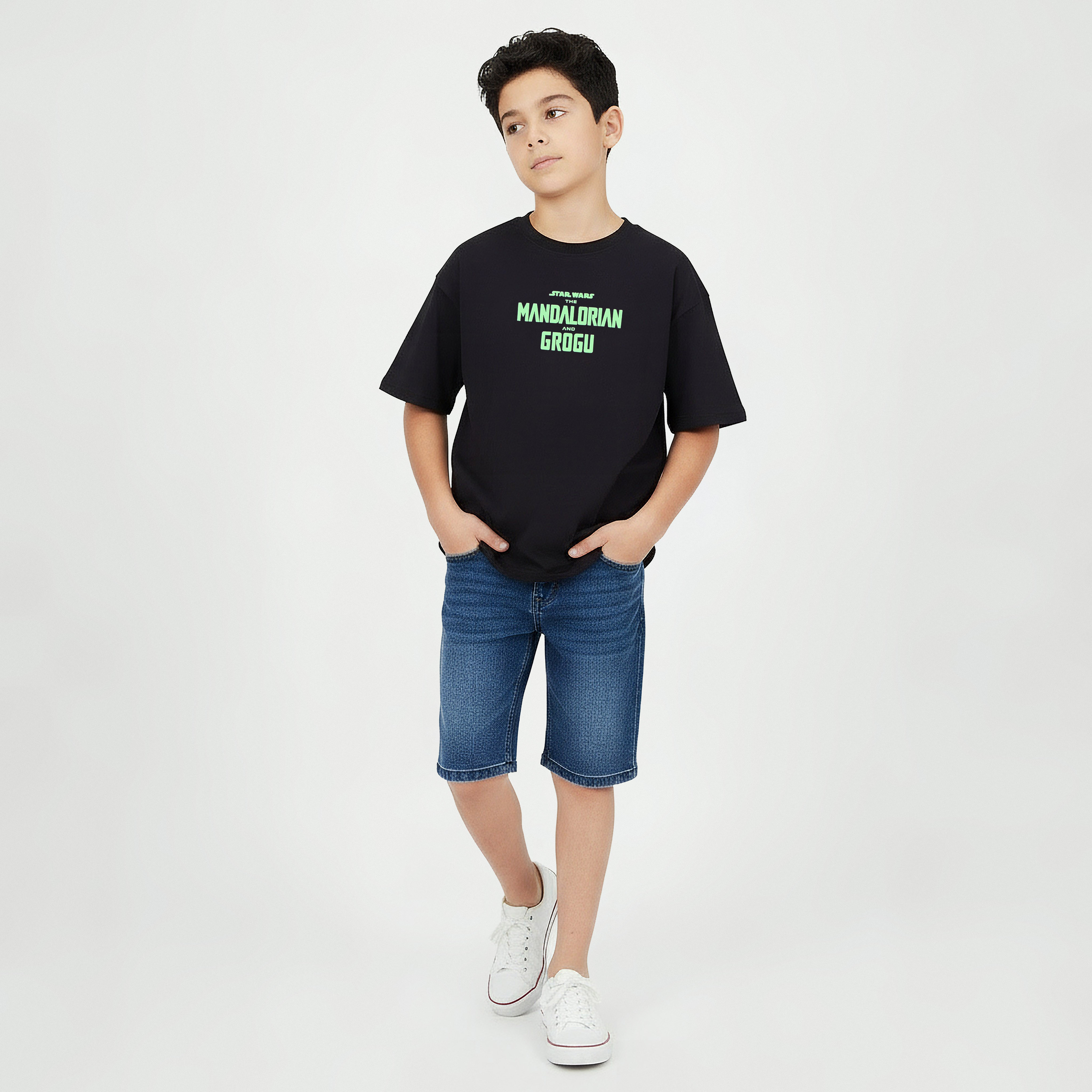 Disney Crew Neck Short Sleeve T-shirt with Mandalorian Print-boys-clothing-tshirtsandpolos-image-5
