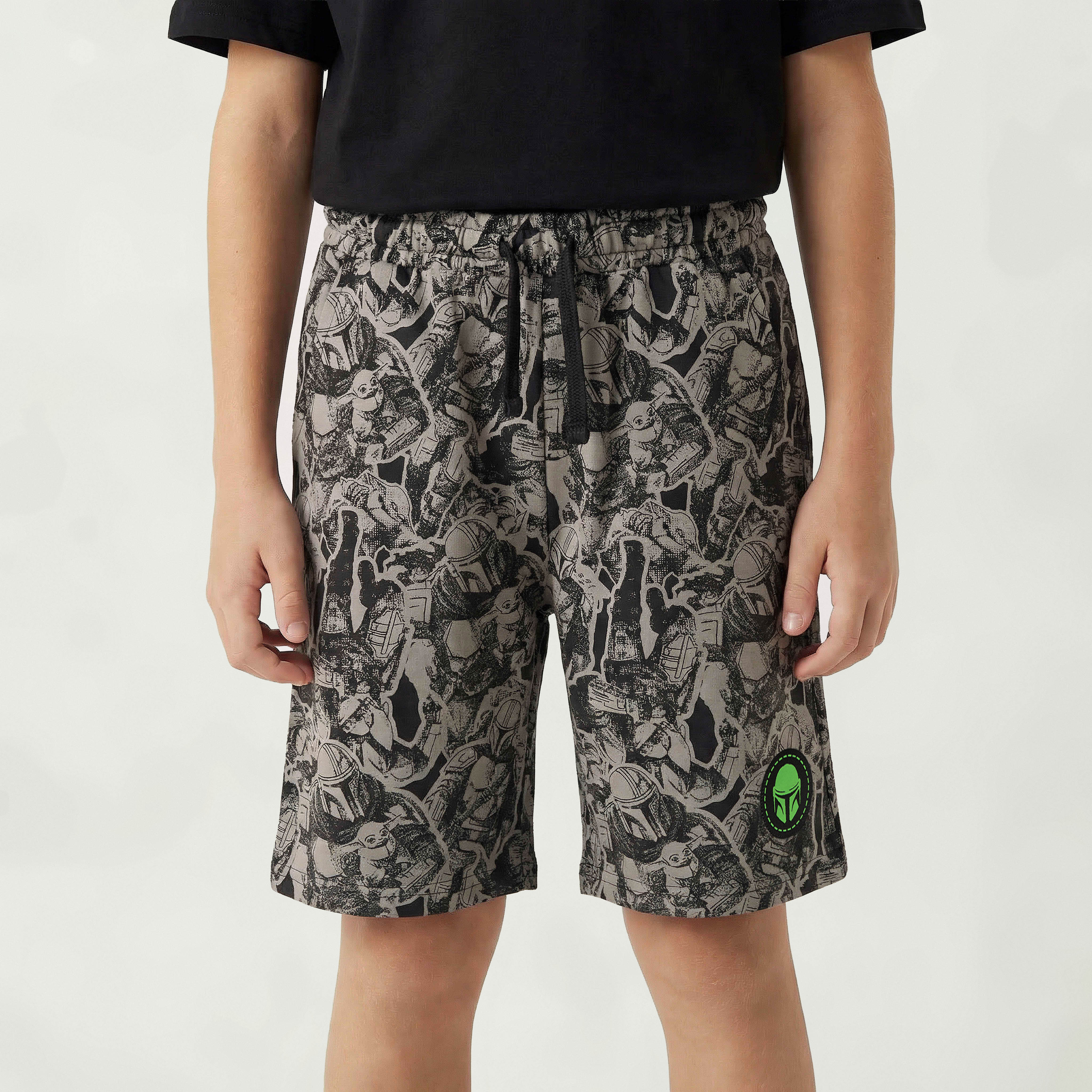 Disney Drawstring Waist Shorts with Star Wars Print-boys-clothing-bottoms-shorts-image-1