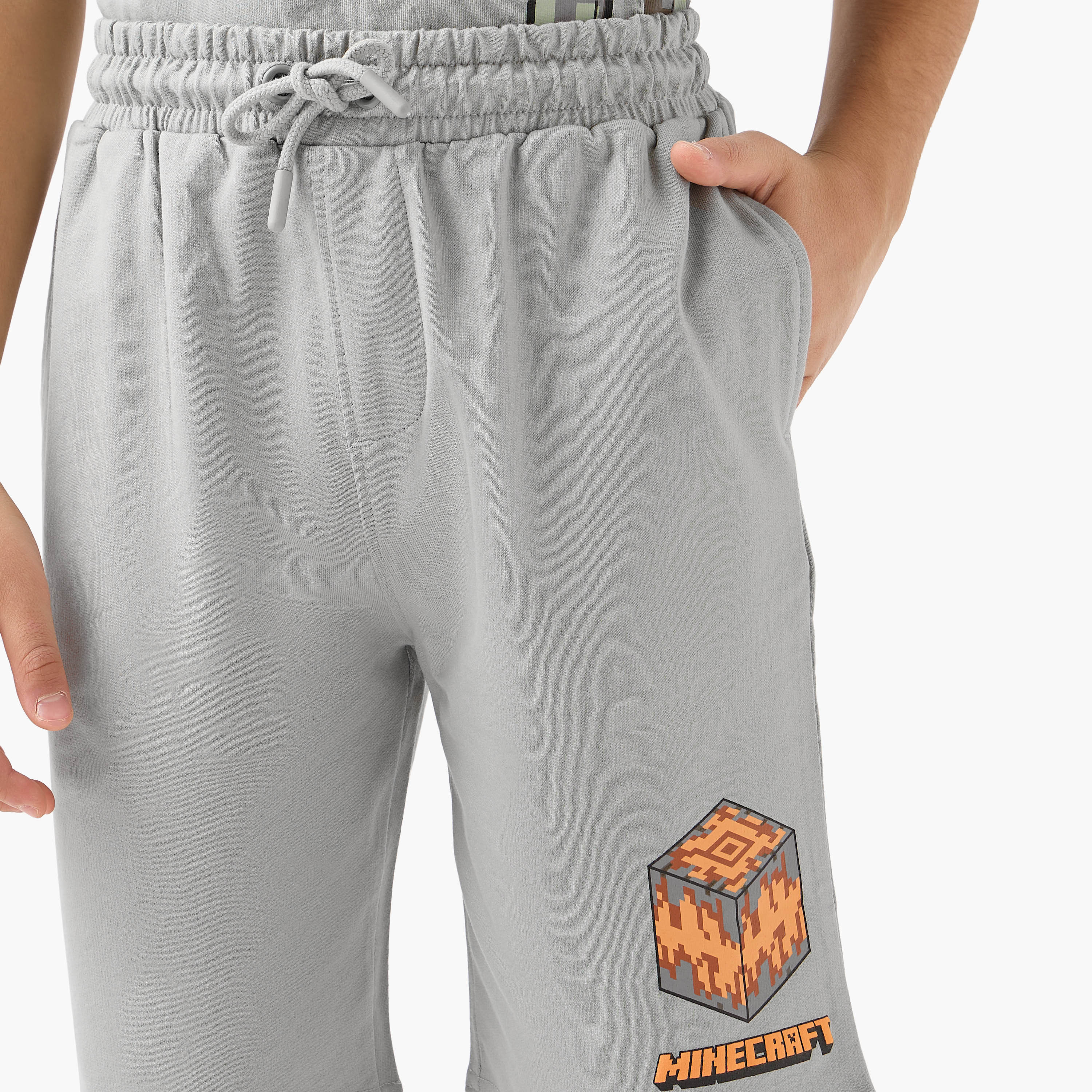 Minecraft Crew Neck Short Sleeves T-shirt and Shorts Set with Print-boys-clothing-setsandcoords-image-6
