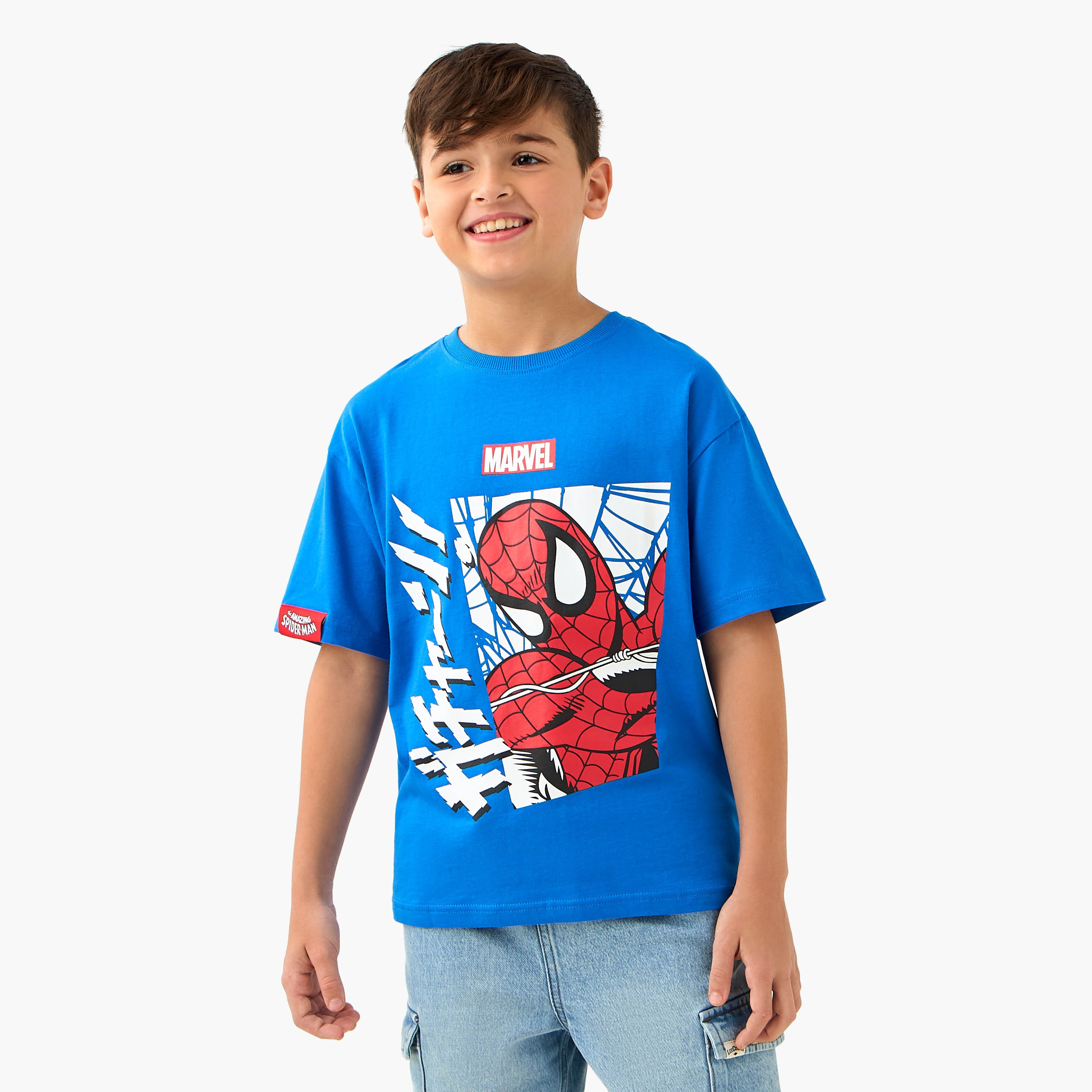 Crew Neck Short Sleeves T-shirt with Spider-Man Print-boys-clothing-tshirtsandpolos-image-1