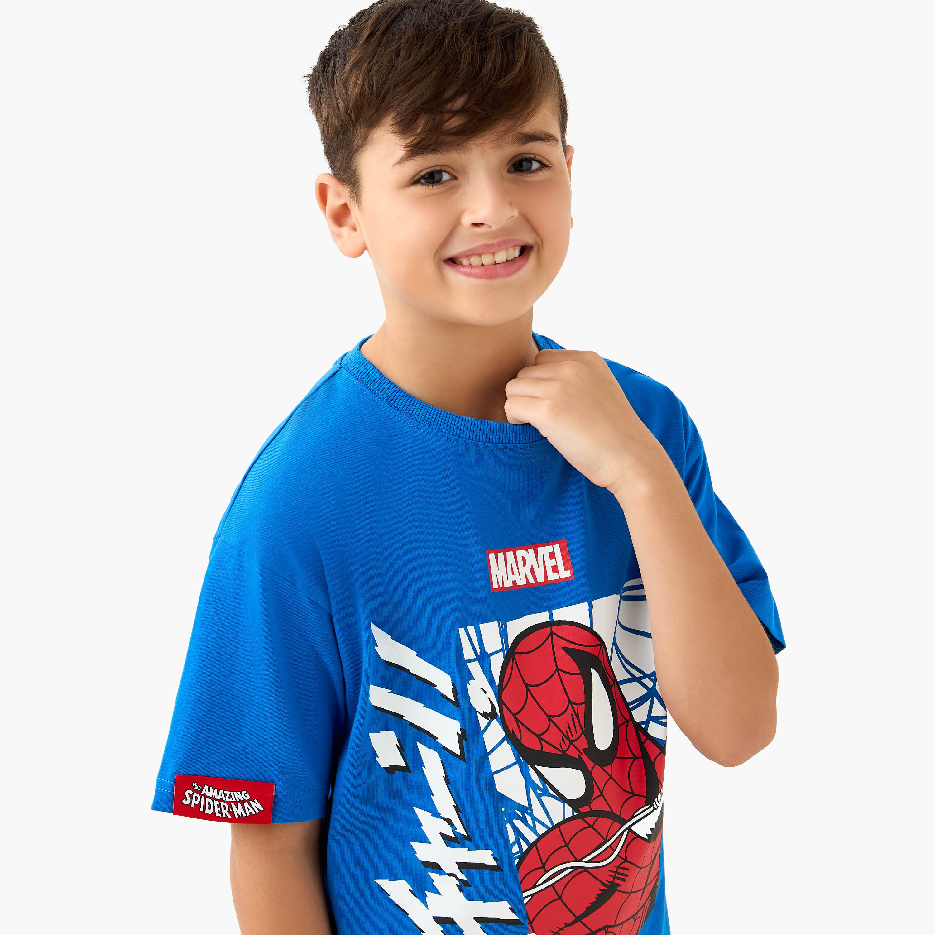 Crew Neck Short Sleeves T-shirt with Spider-Man Print-boys-clothing-tshirtsandpolos-image-4