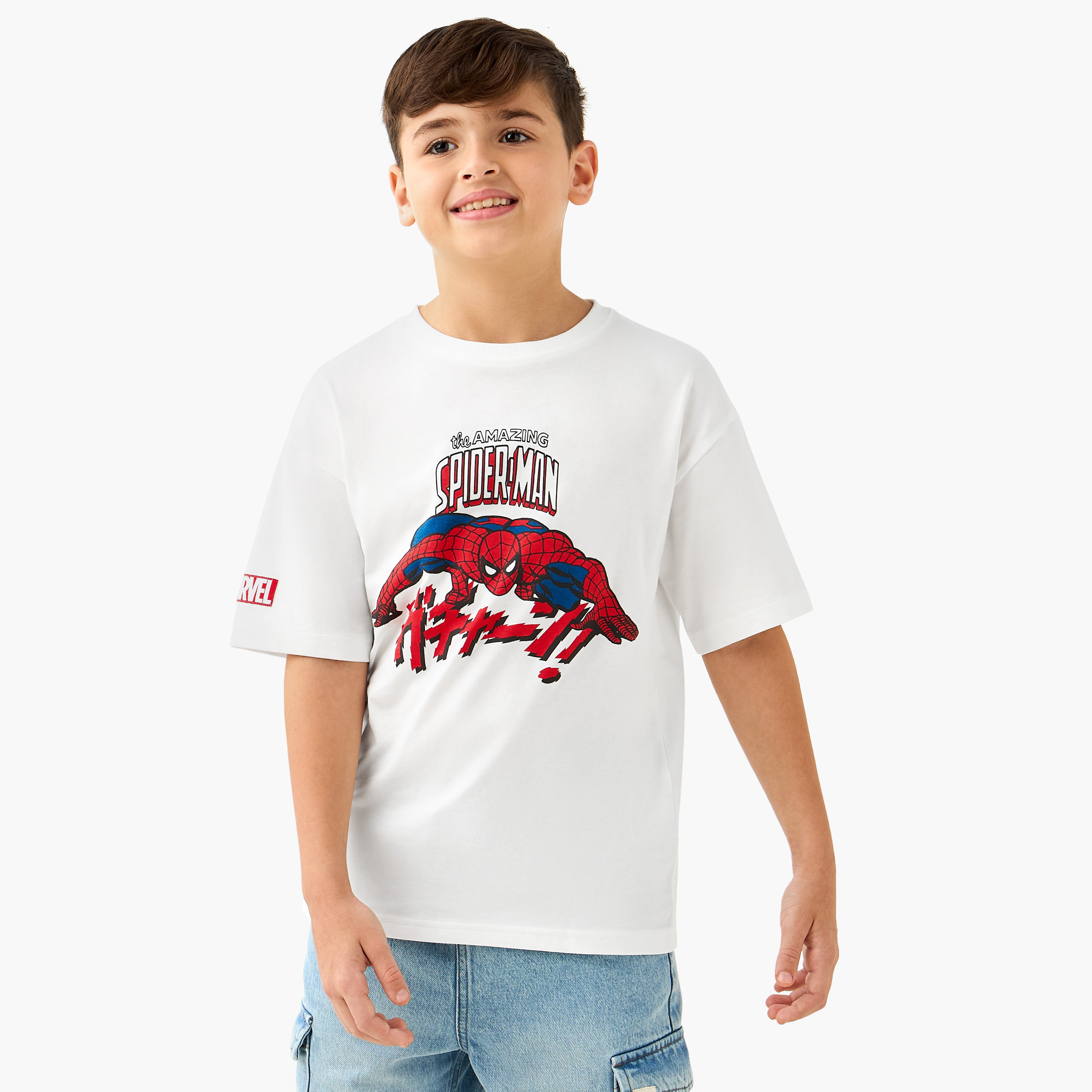 Crew Neck Short Sleeves T-shirt with Spider-Man Print-boys-clothing-tshirtsandpolos-image-1